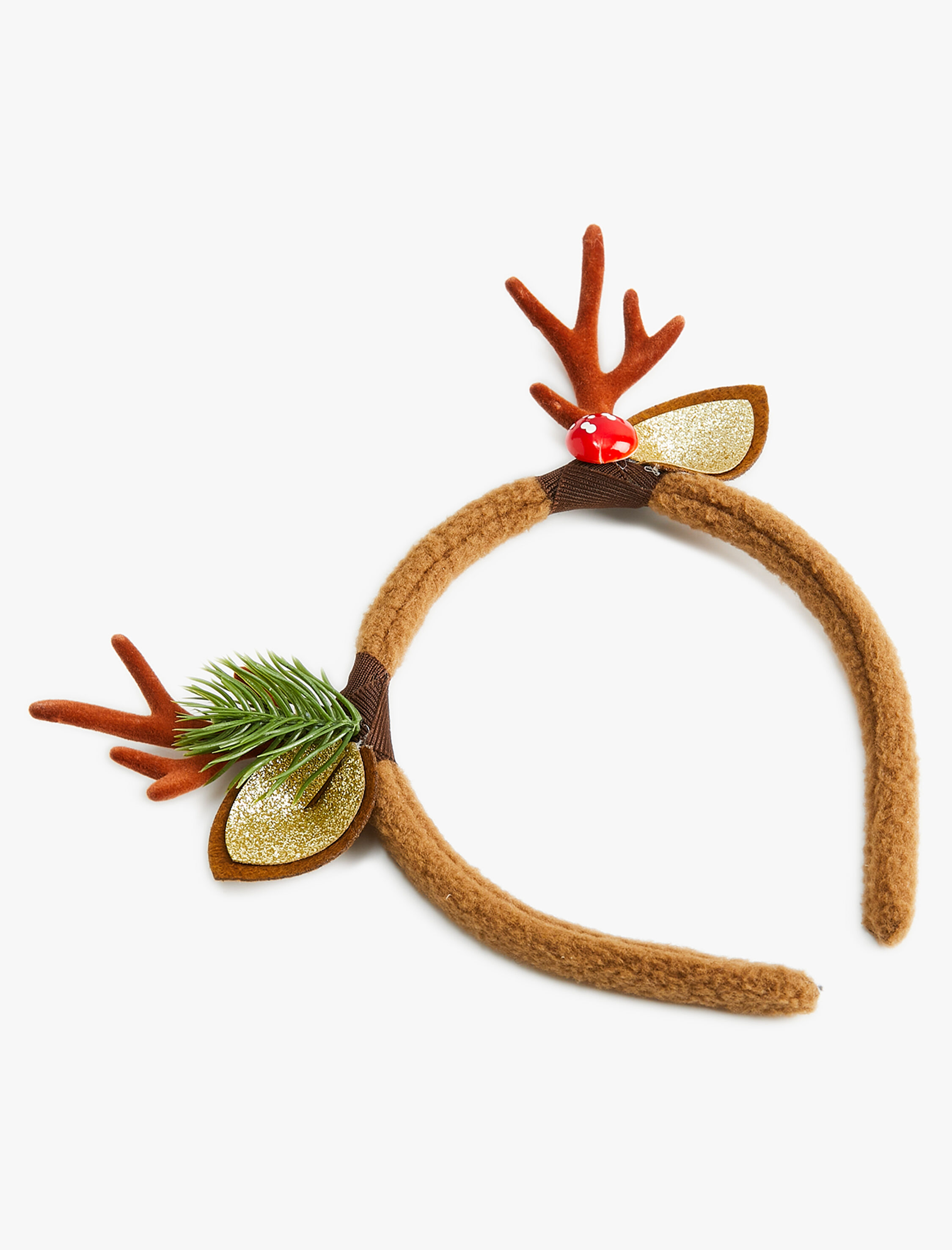  Kız Çocuk Yılbaşı Tacı Simli Geyik Boynuzu ve Çam Aplikeli