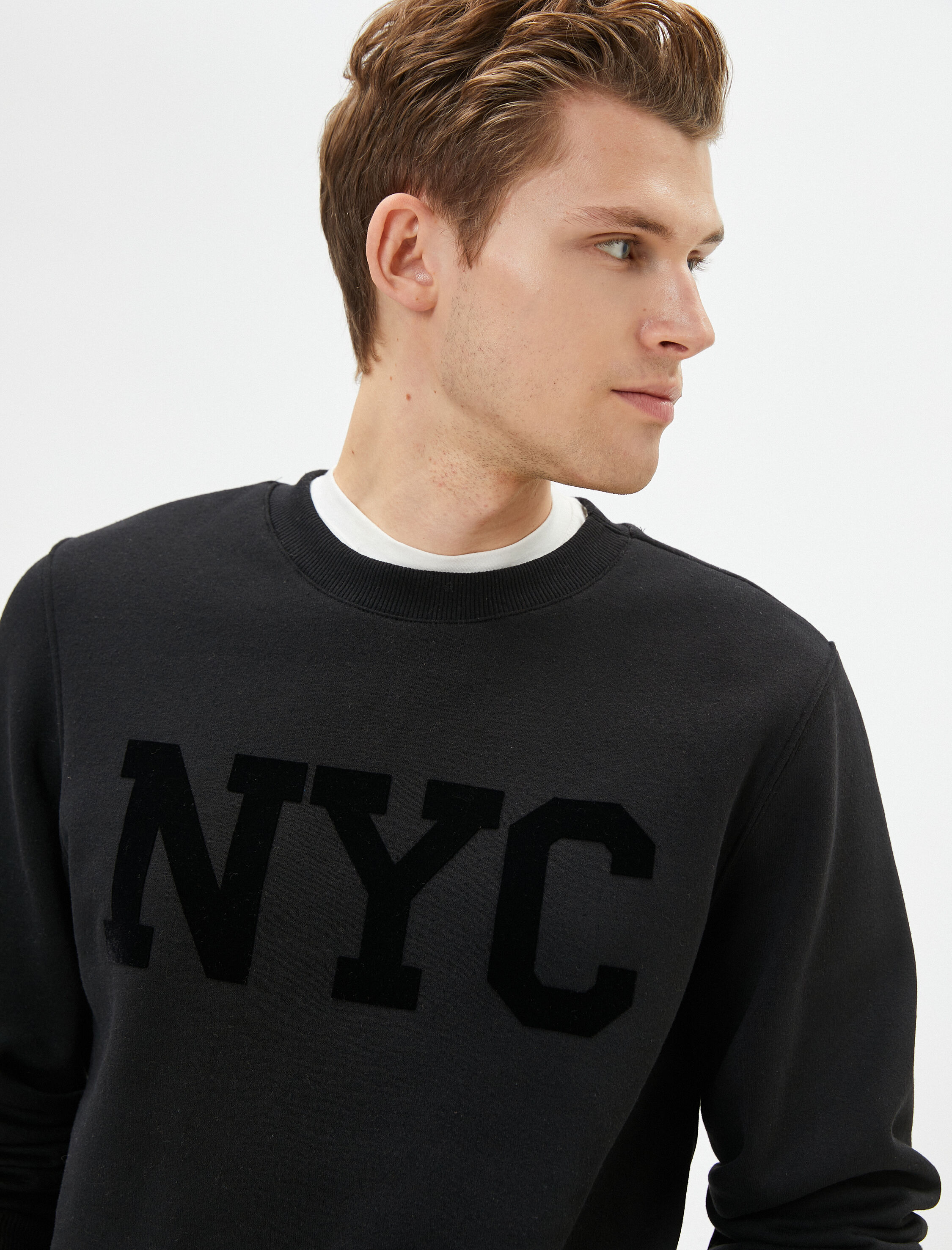 Koton Erkek Bisiklet Yaka Sweatshirt Slogan Baskılı Uzun Kollu -1