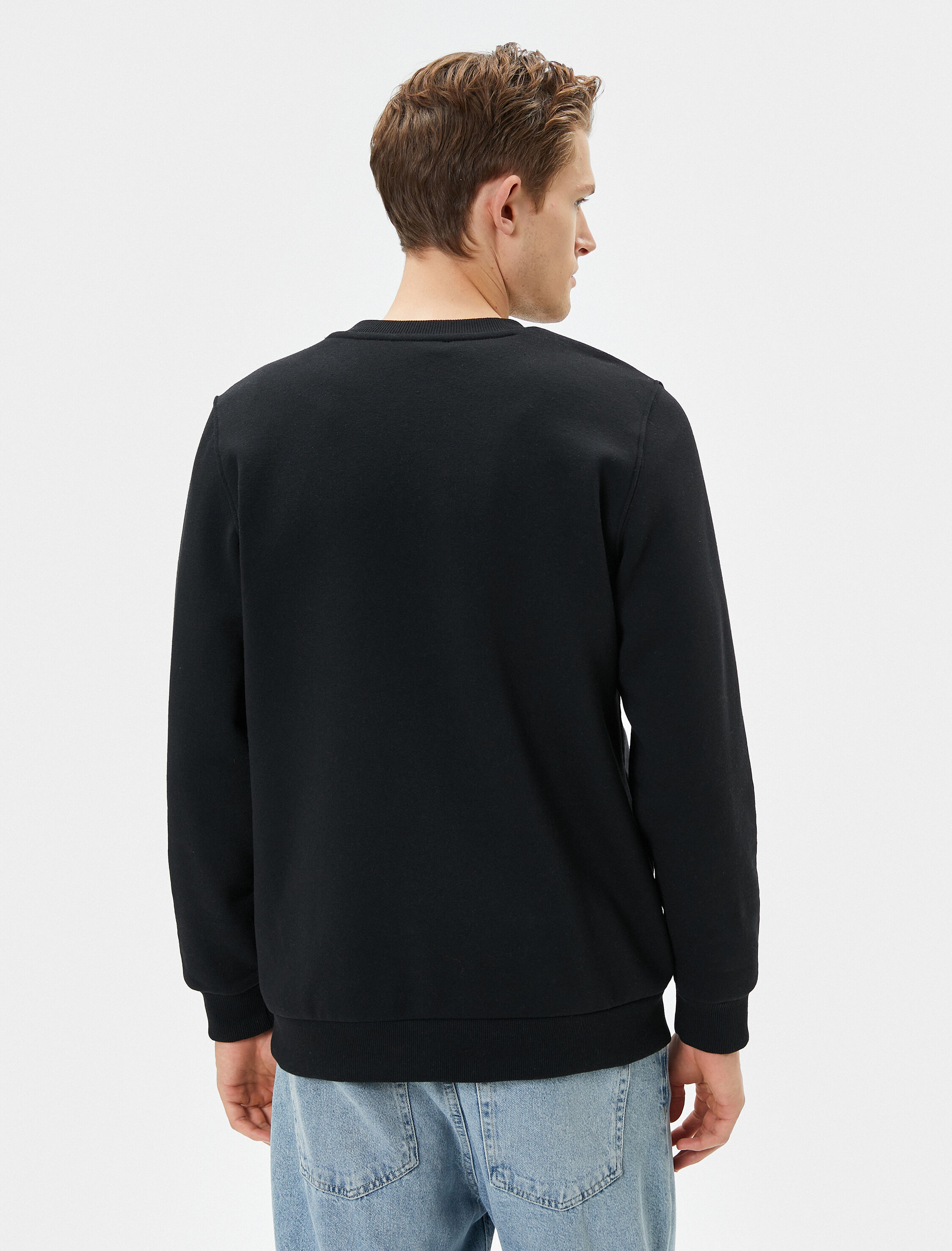   Bisiklet Yaka Sweatshirt Slogan Baskılı Uzun Kollu