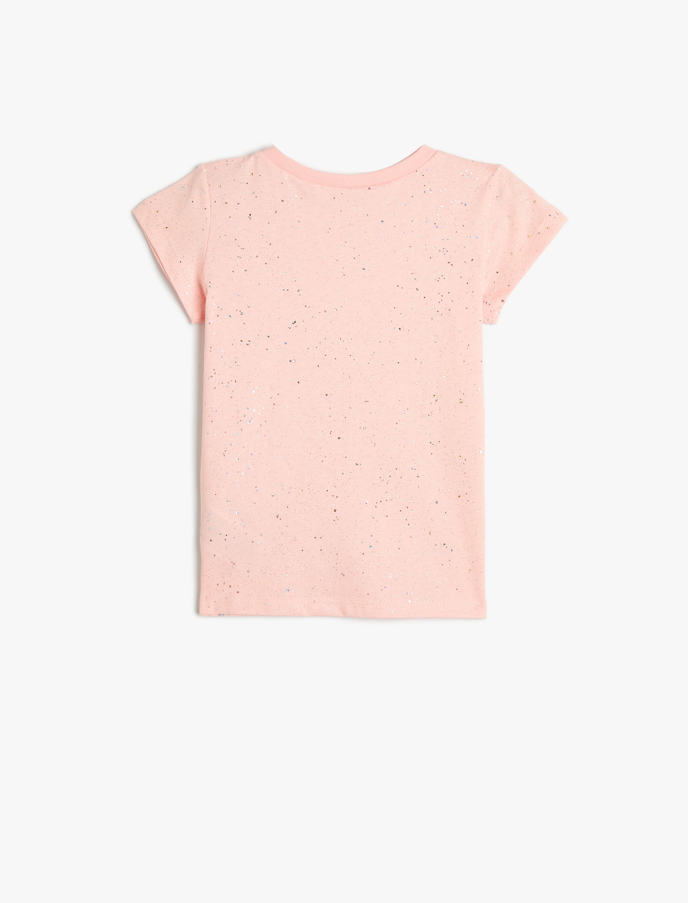  Kız Çocuk Pırıltılı Tişört Kısa Kollu Pamuklu