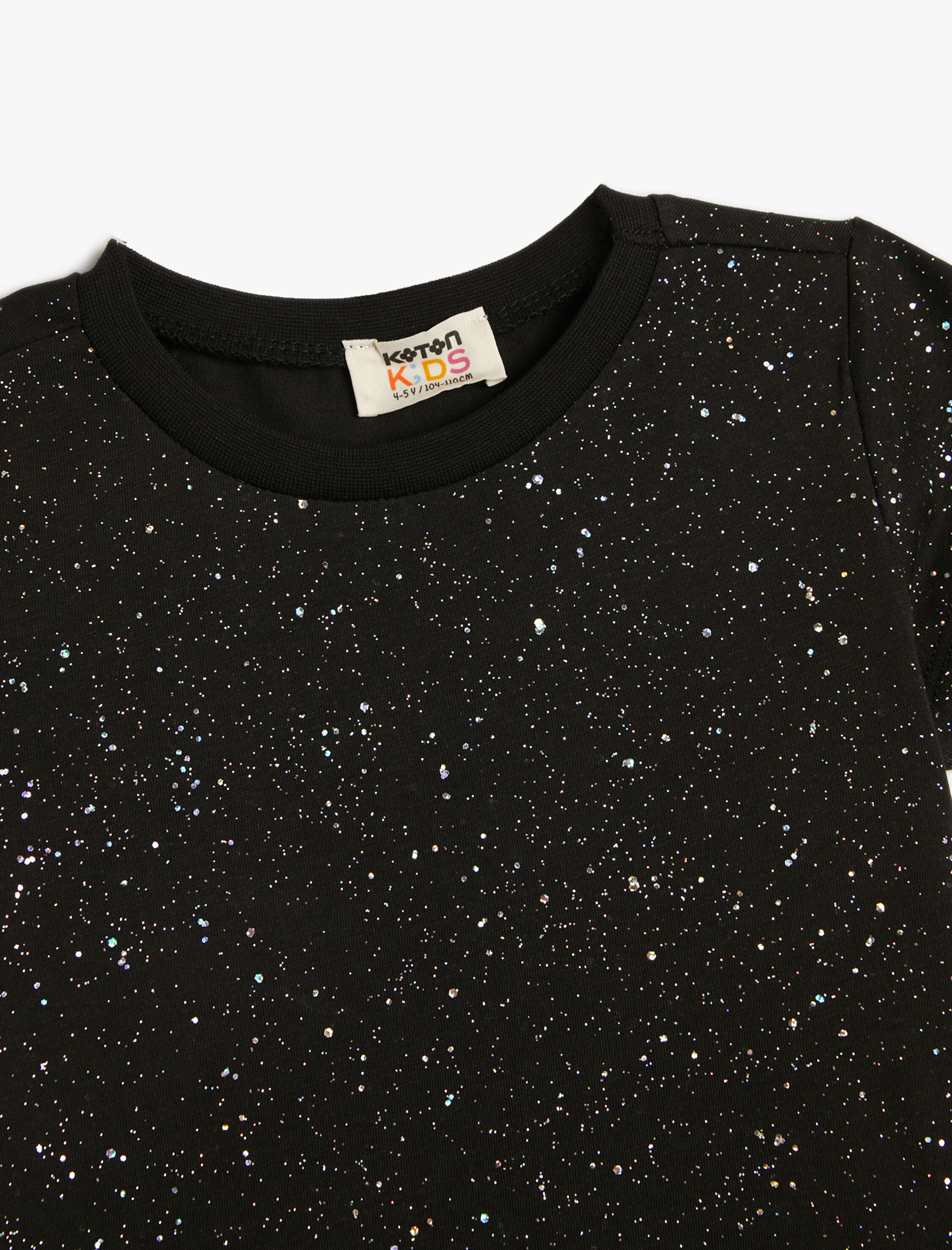  Kız Çocuk Pırıltılı Tişört Kısa Kollu Pamuklu