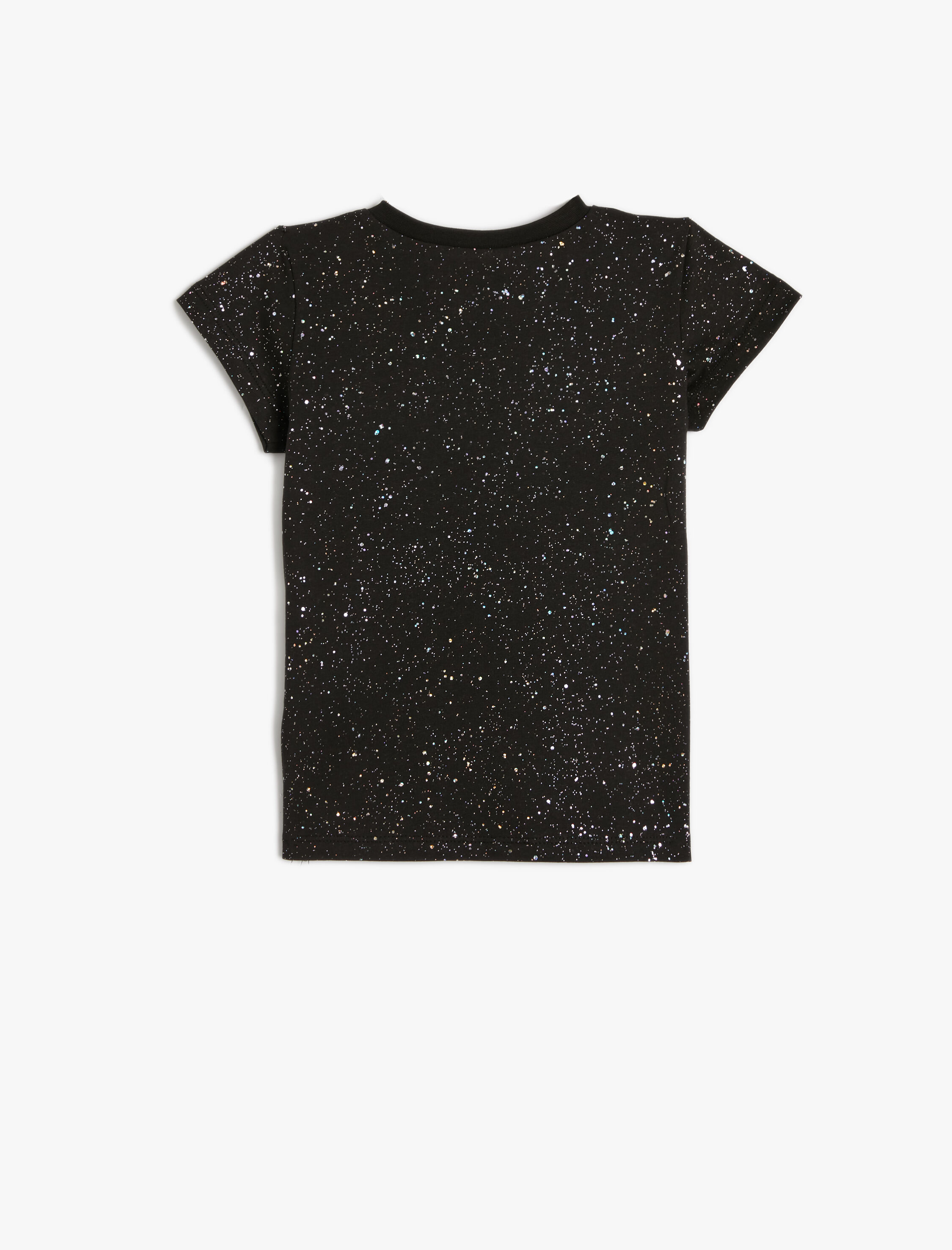  Kız Çocuk Pırıltılı Tişört Kısa Kollu Pamuklu