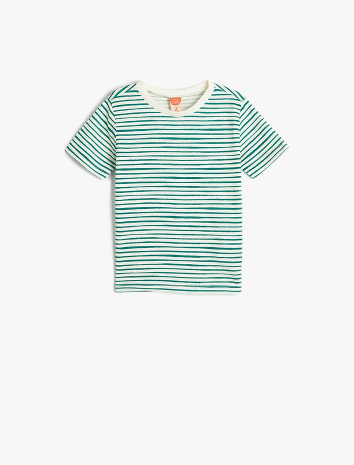 Erkek Bebek Pamuklu Tişört Kısa Kollu Bisiklet Yaka