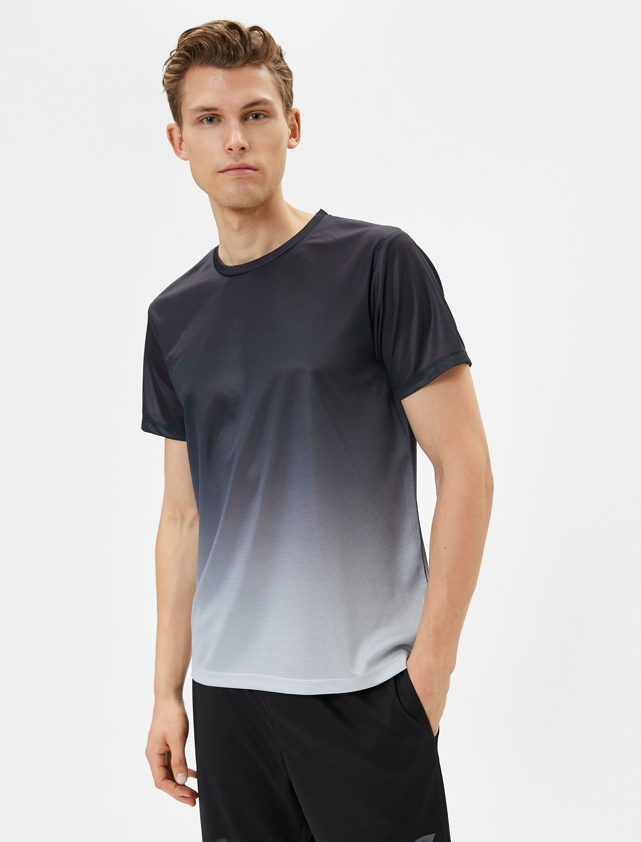   Spor Tişört Soyut Desenli Bisiklet Yaka Kısa Kollu