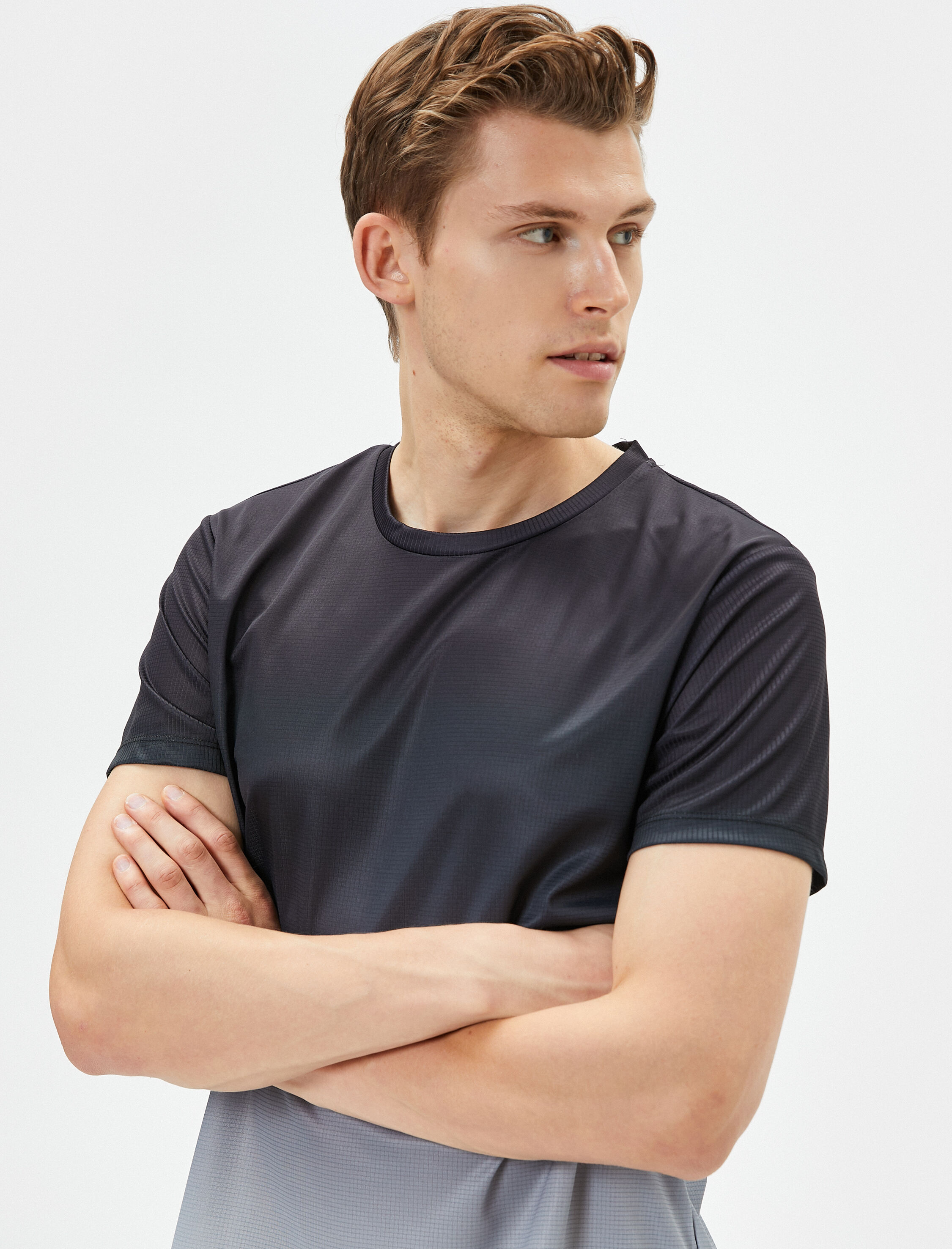   Spor Tişört Soyut Desenli Bisiklet Yaka Kısa Kollu