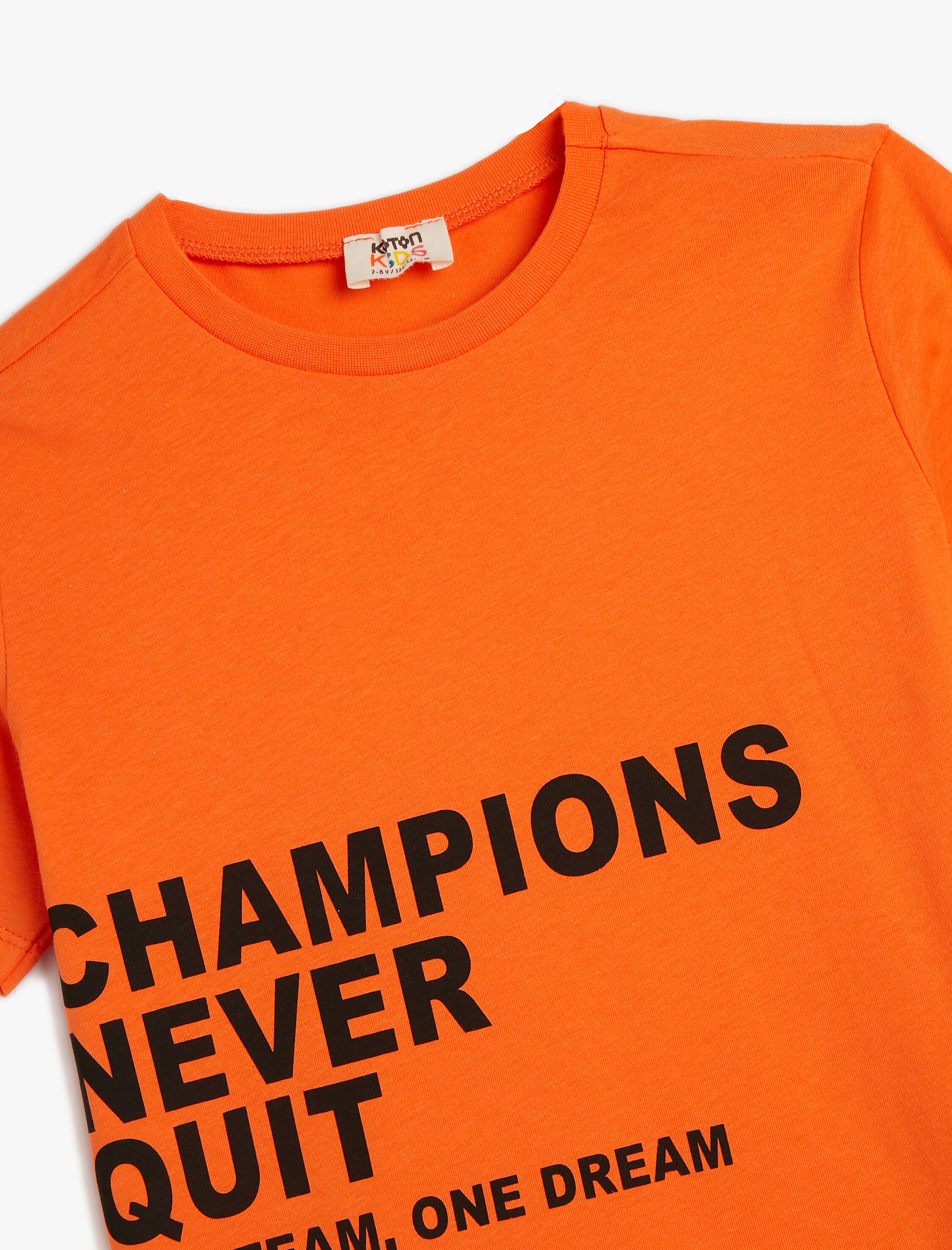  Erkek Çocuk Tişört Kısa Kollu Slogan Baskılı Pamuklu