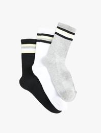 Çizgili Çorap Seti Pamuk Karışımlı