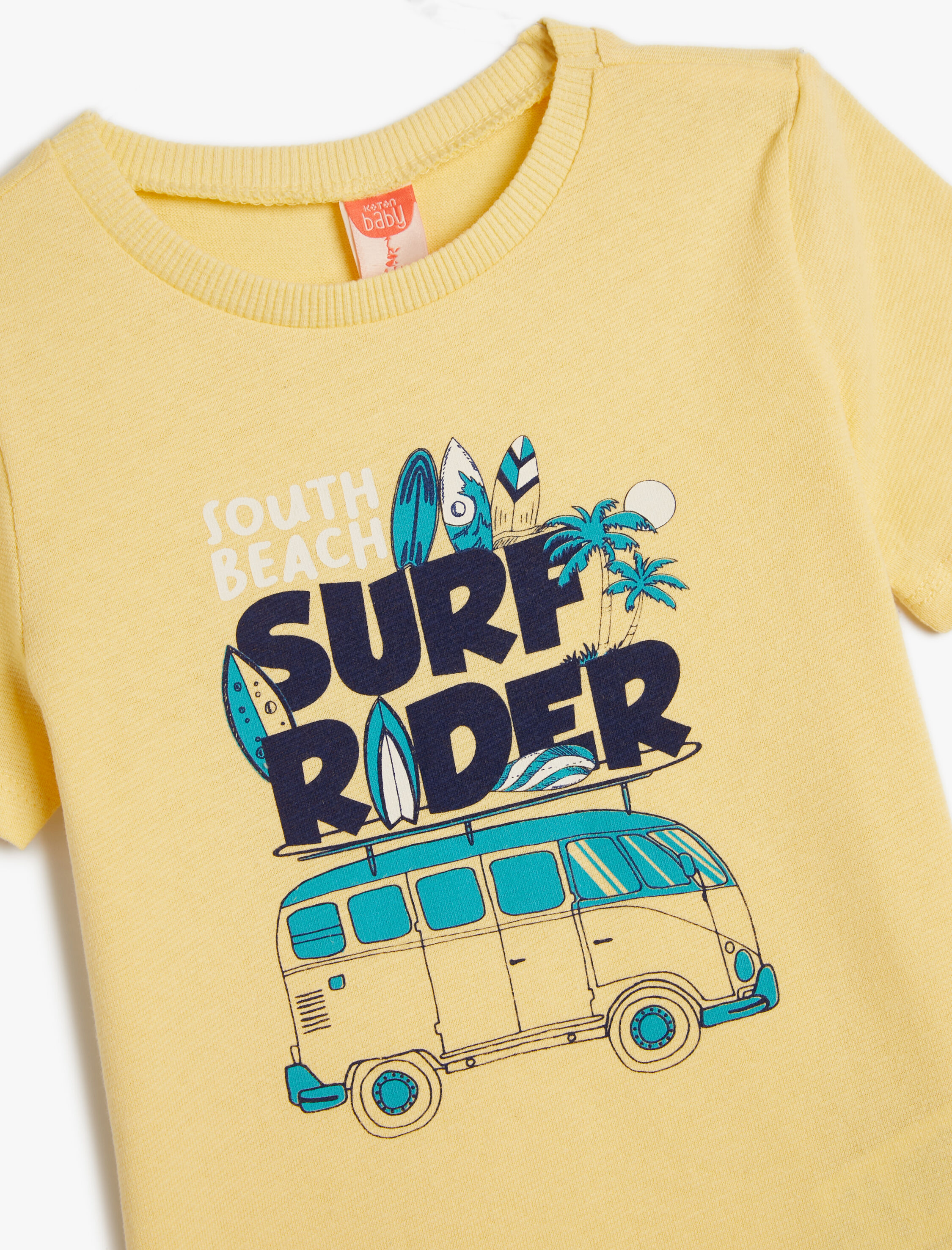  Erkek Bebek Tişört Kısa Kollu Bisiklet Yaka Yaz Temalı Baskı Detaylı Pamuklu