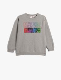 Marvel Lisanslı Sweatshirt Kahramanlar Baskılı Şardonlu