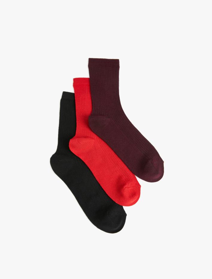 Kadın Basic 3'lü Soket Çorap Seti Çok Renkli