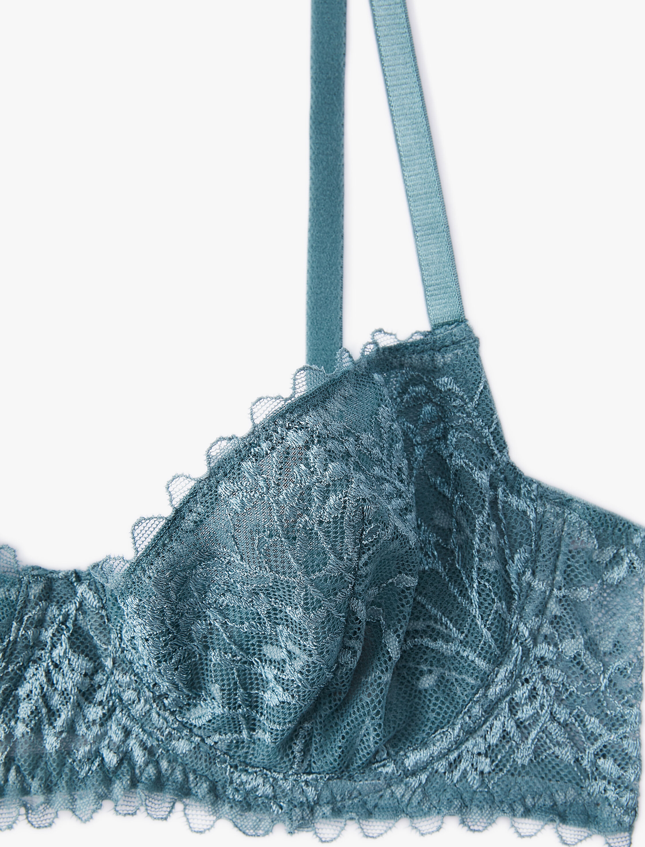   Dantelli Balenli Sütyen Dolgusuz Kaplı