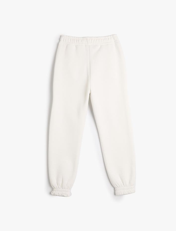 Kız Çocuk Jogger Eşofman Altı Etiket Detaylı Cepli Beli Lastikli Şardonlu