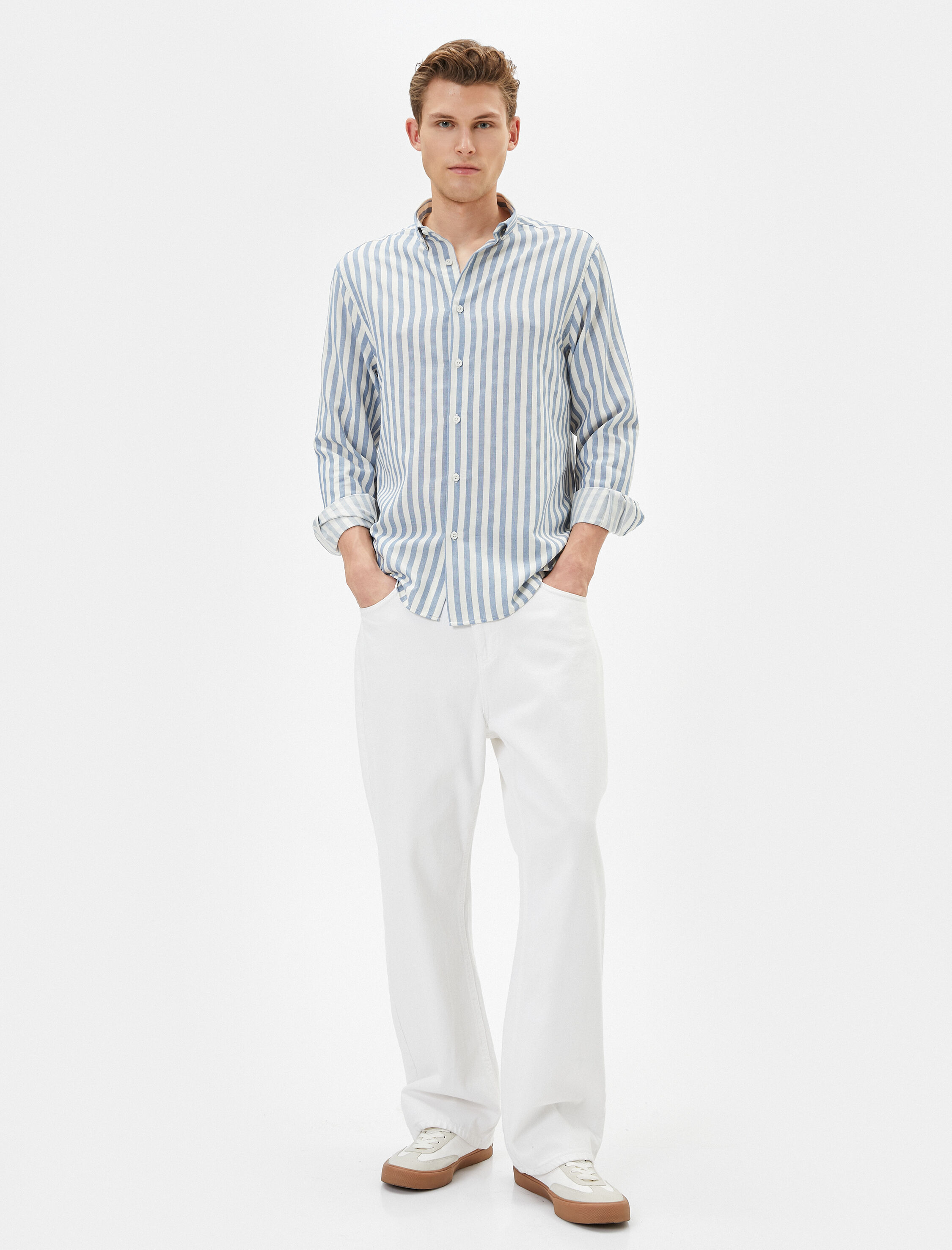   Spor Gömlek Slim Fit Klasik Yaka Uzun Kollu