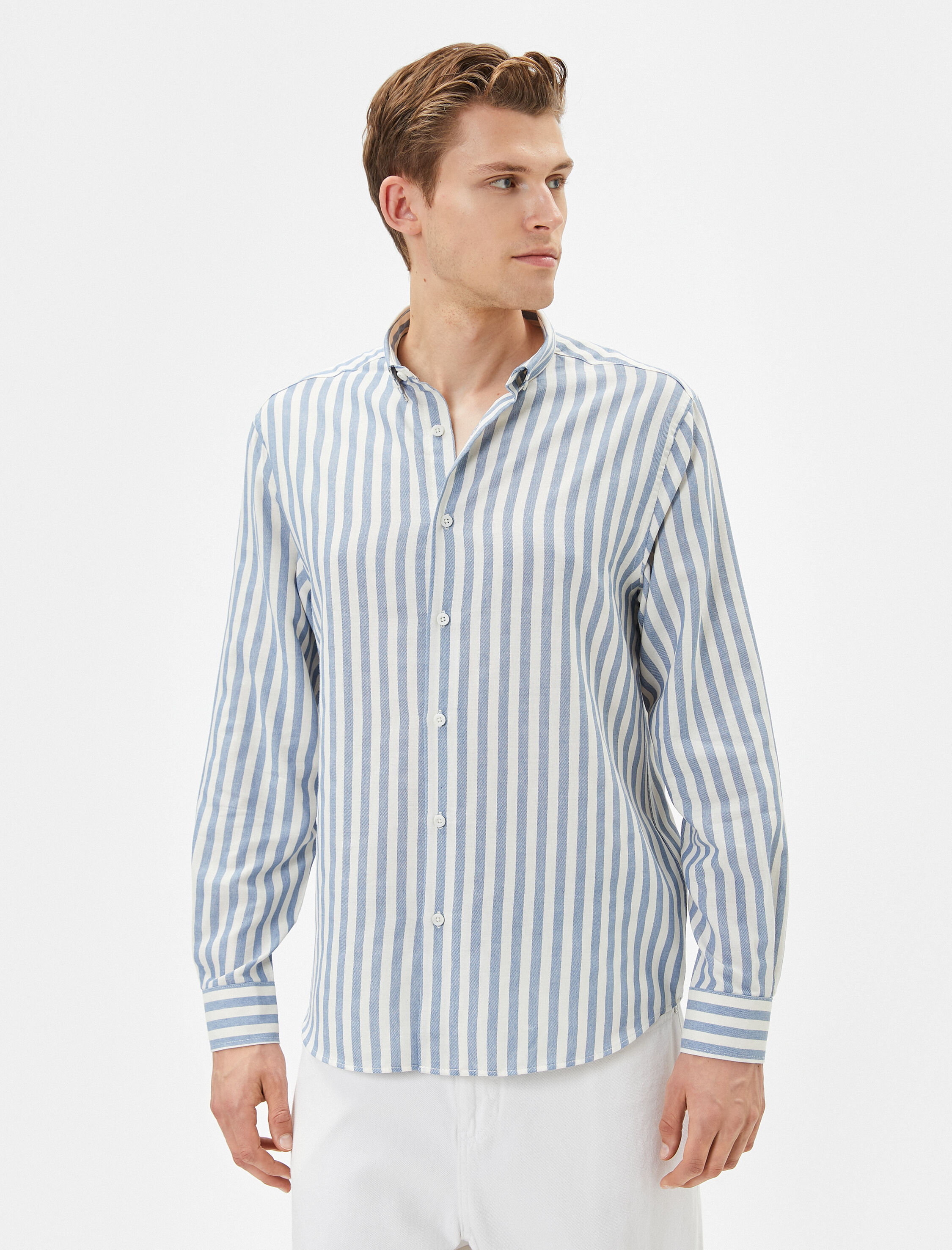   Spor Gömlek Slim Fit Klasik Yaka Uzun Kollu