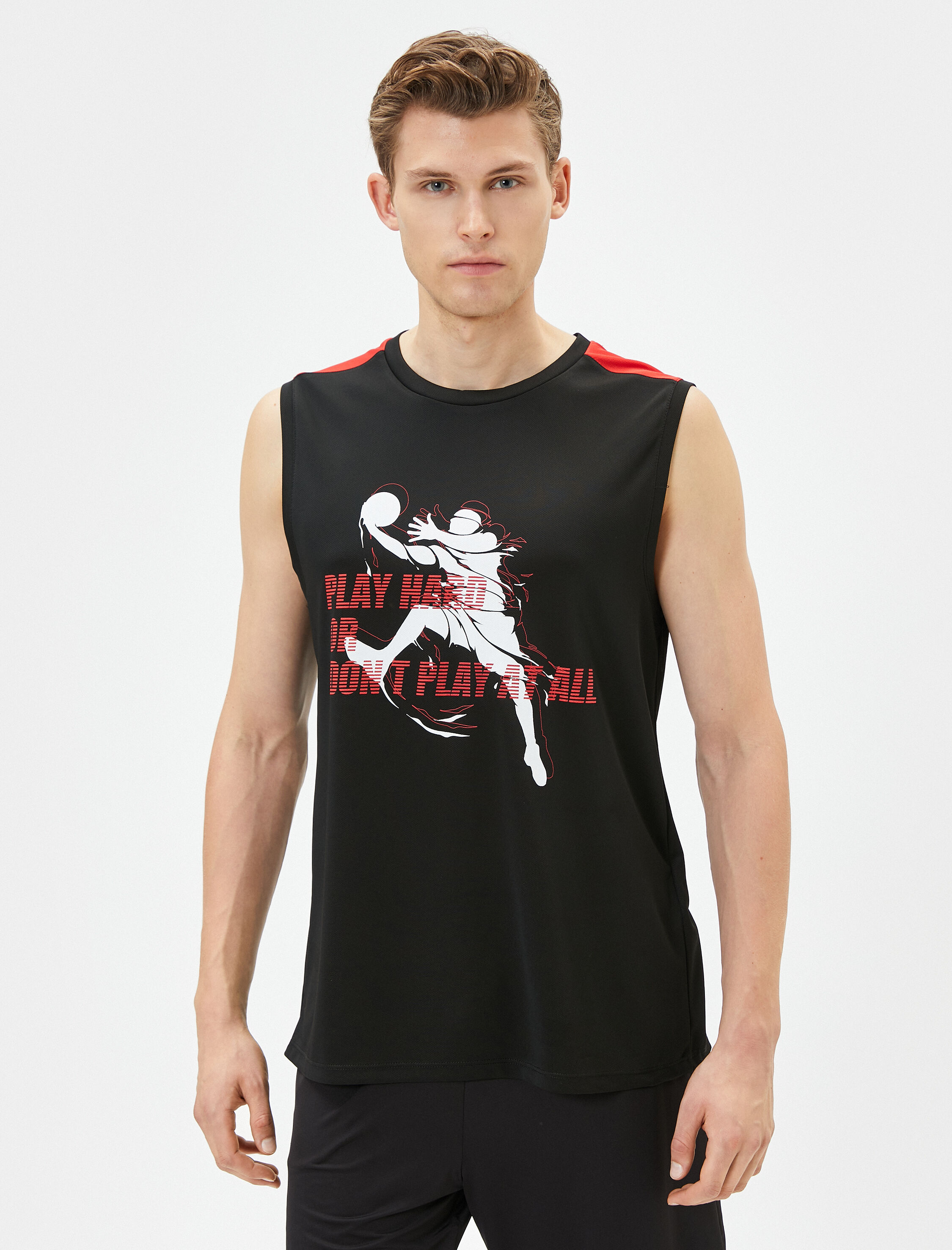   Sporcu Atleti Basketbol Baskılı Kolsuz Bisiklet Yaka