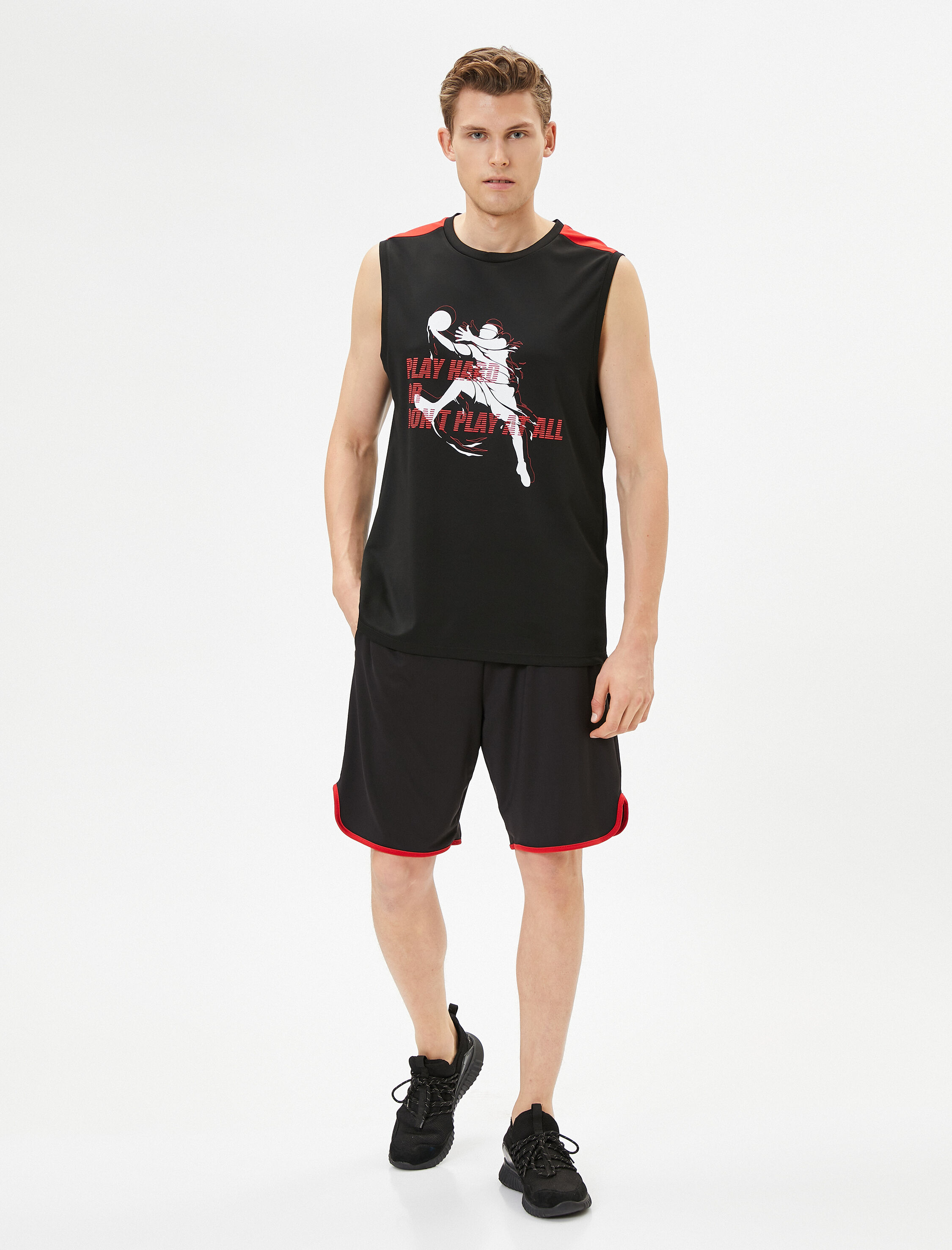   Sporcu Atleti Basketbol Baskılı Kolsuz Bisiklet Yaka