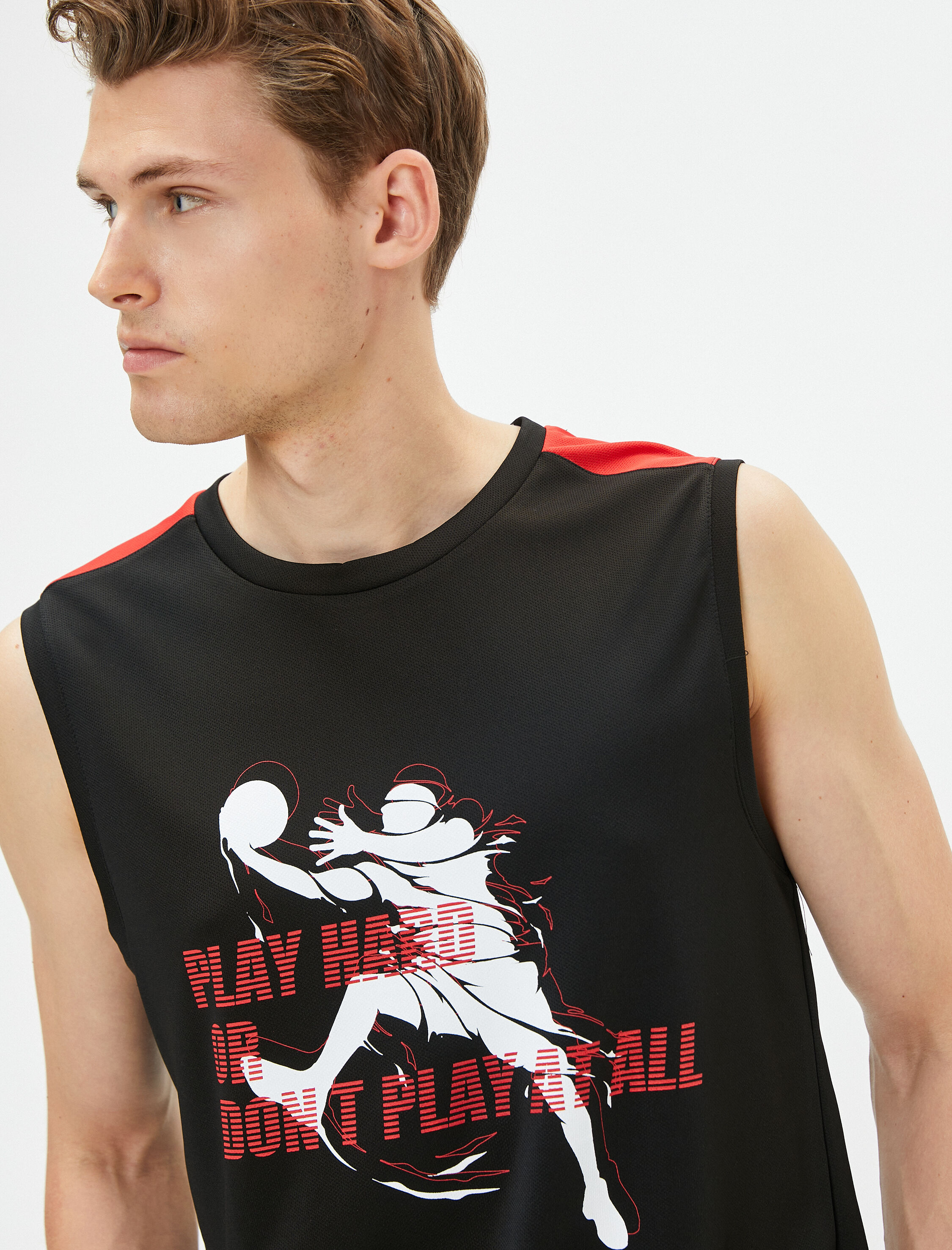   Sporcu Atleti Basketbol Baskılı Kolsuz Bisiklet Yaka