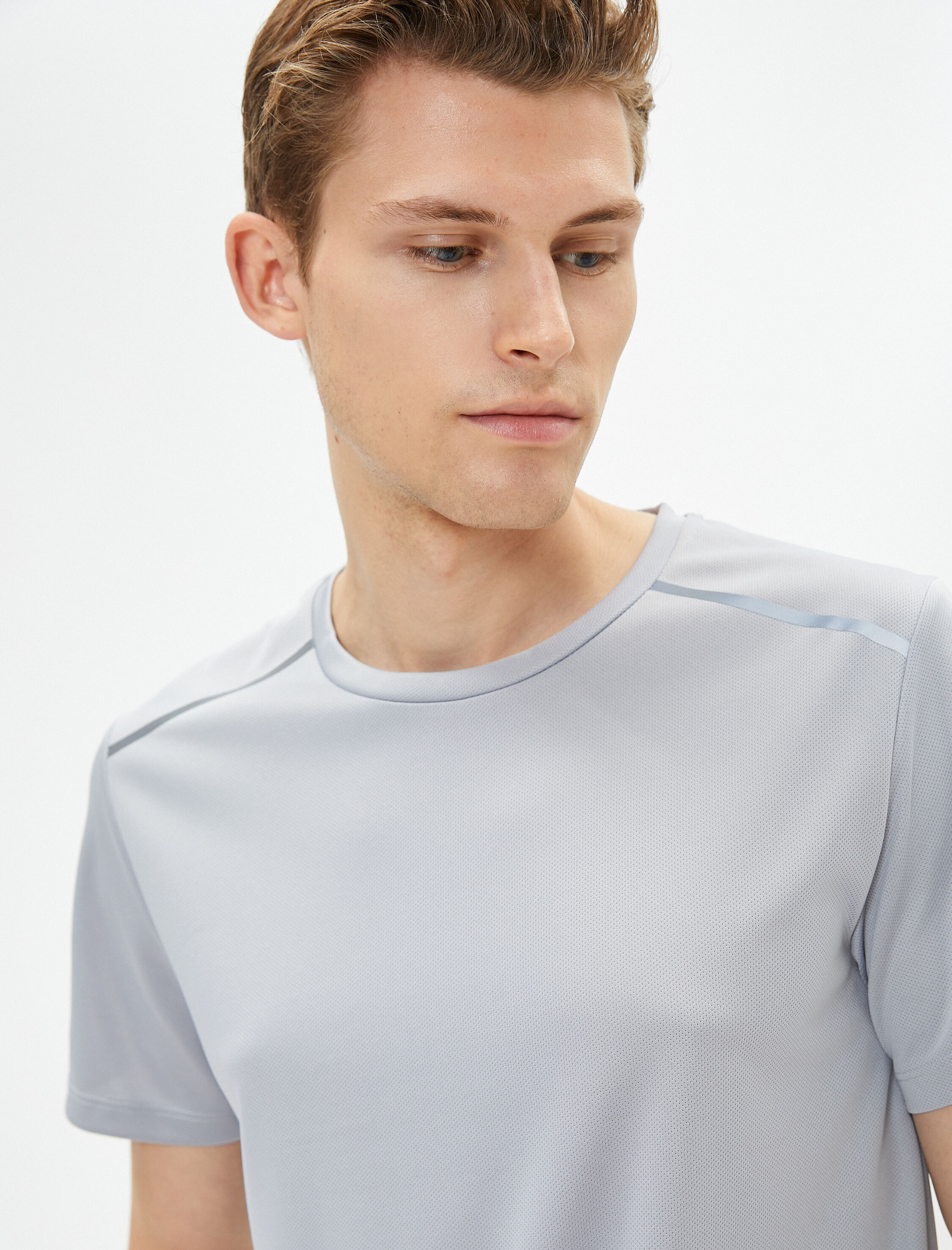   Spor Tişört Reflektör Baskılı Bisiklet Yaka Kısa Kollu