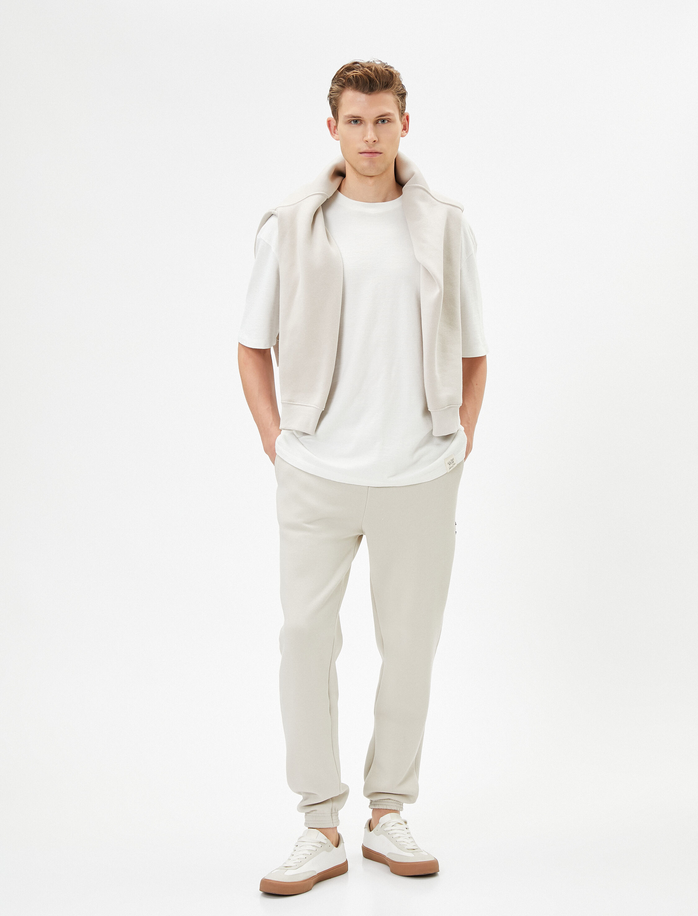   Jogger Eşofman Altı Beli Bağcıklı Fermuar Detaylı Cepli Şardonlu