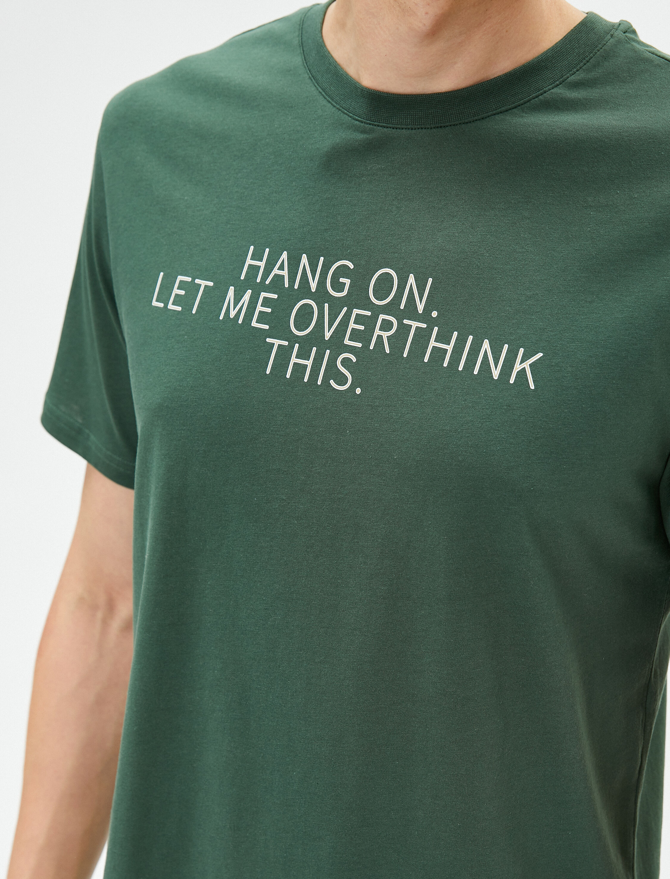   Slogan Baskılı Tişört Slim Fit Bisiklet Yaka Kısa Kollu