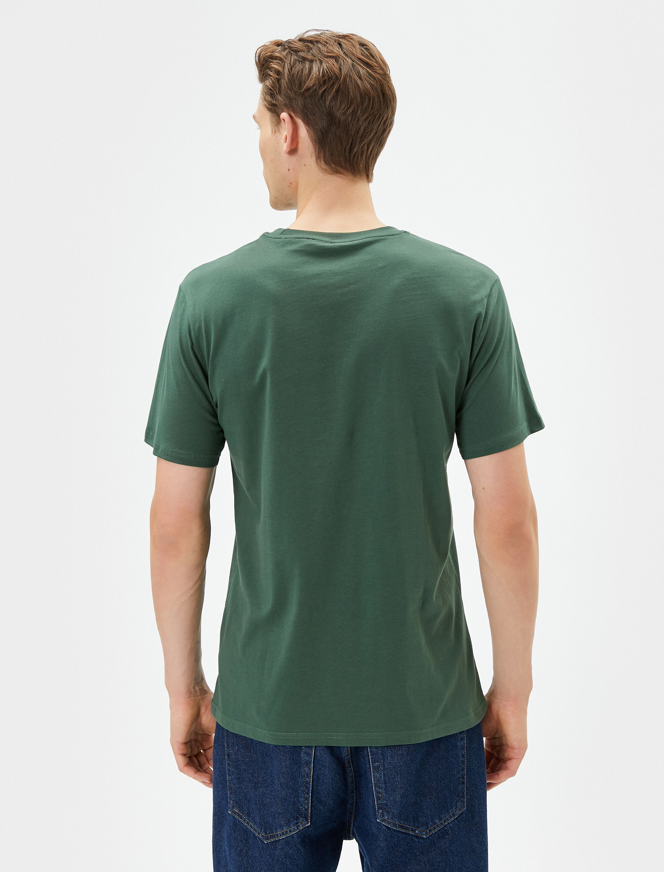   Slogan Baskılı Tişört Slim Fit Bisiklet Yaka Kısa Kollu