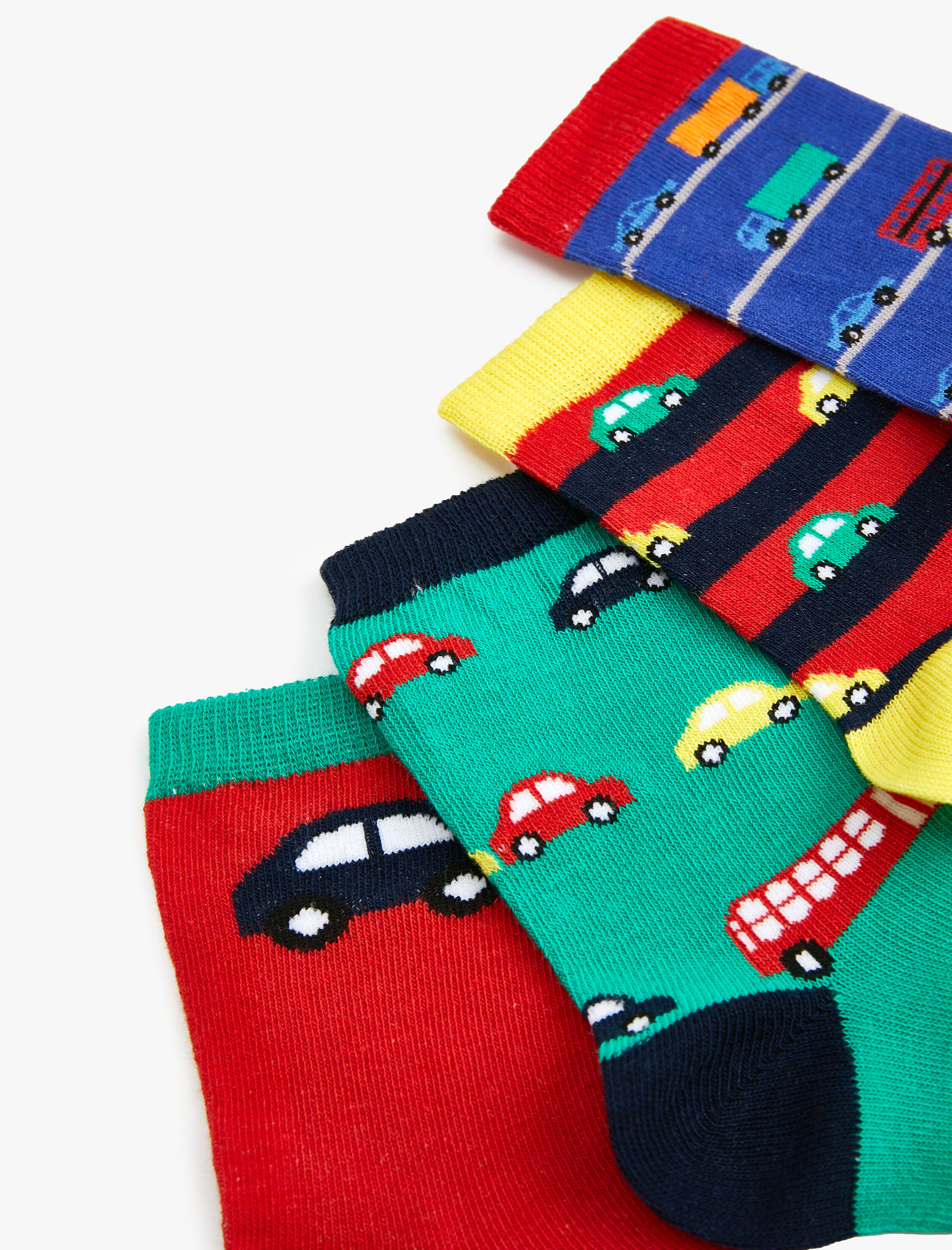  Erkek Çocuk Arabalı Çorap 4'lü Set