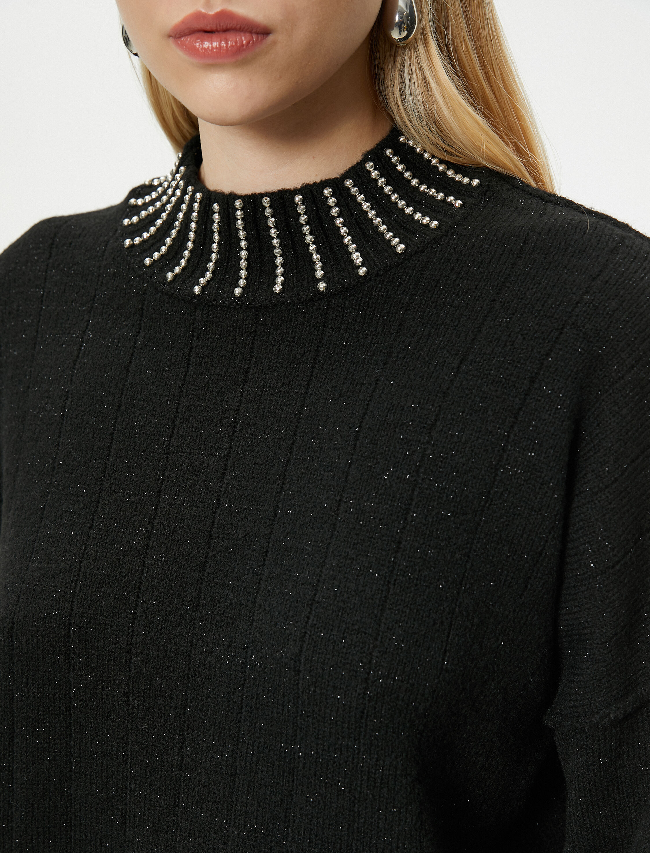   Taşlı Kazak Simli Dik Yaka - El Emeği Koleksiyonu