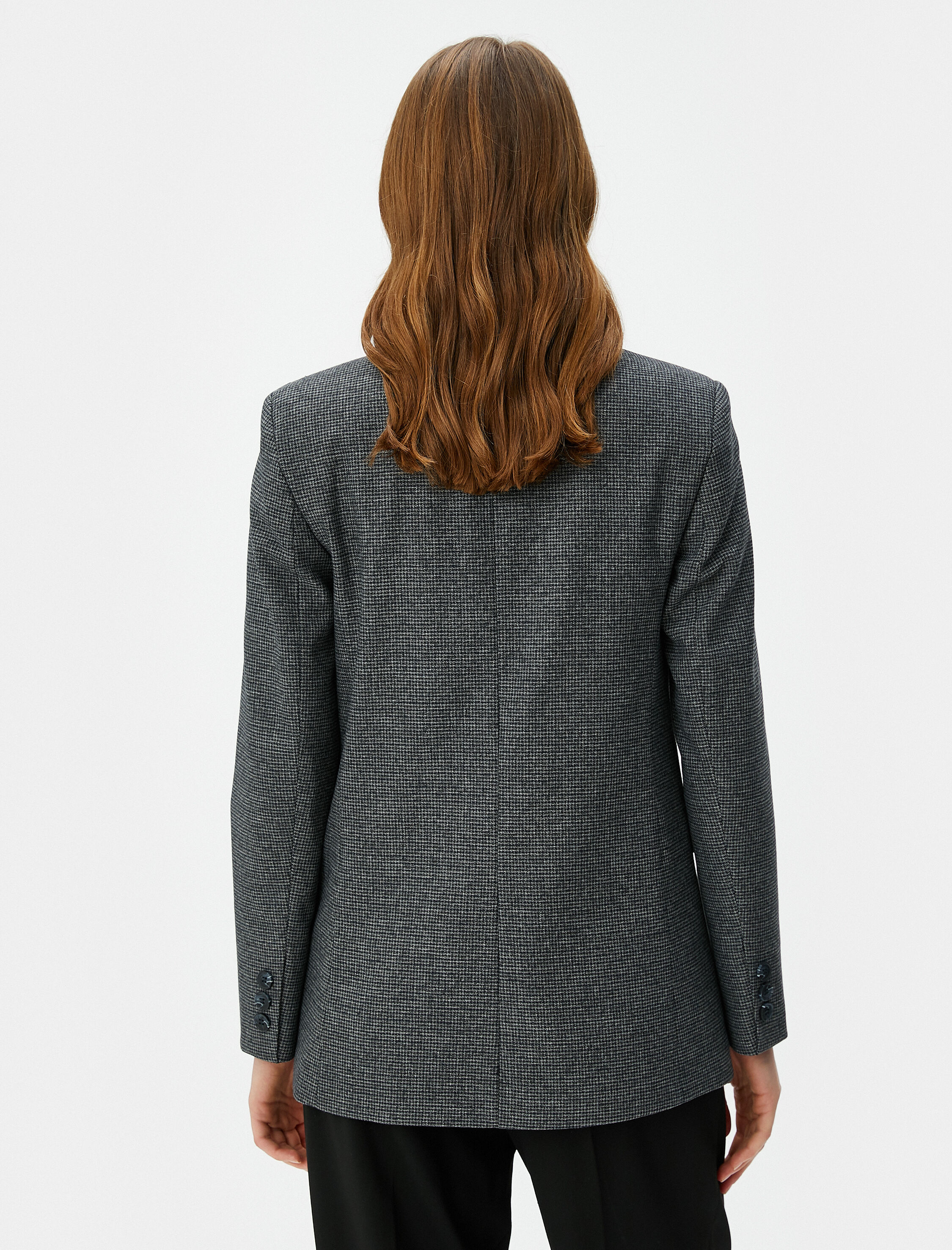   Oversize Blazer Ceket Kruvaze Düğmeli Kapaklı Cepli