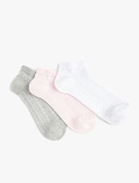 Çorap Seti Basic Dokulu 3’lü Çok Renkli Pamuklu