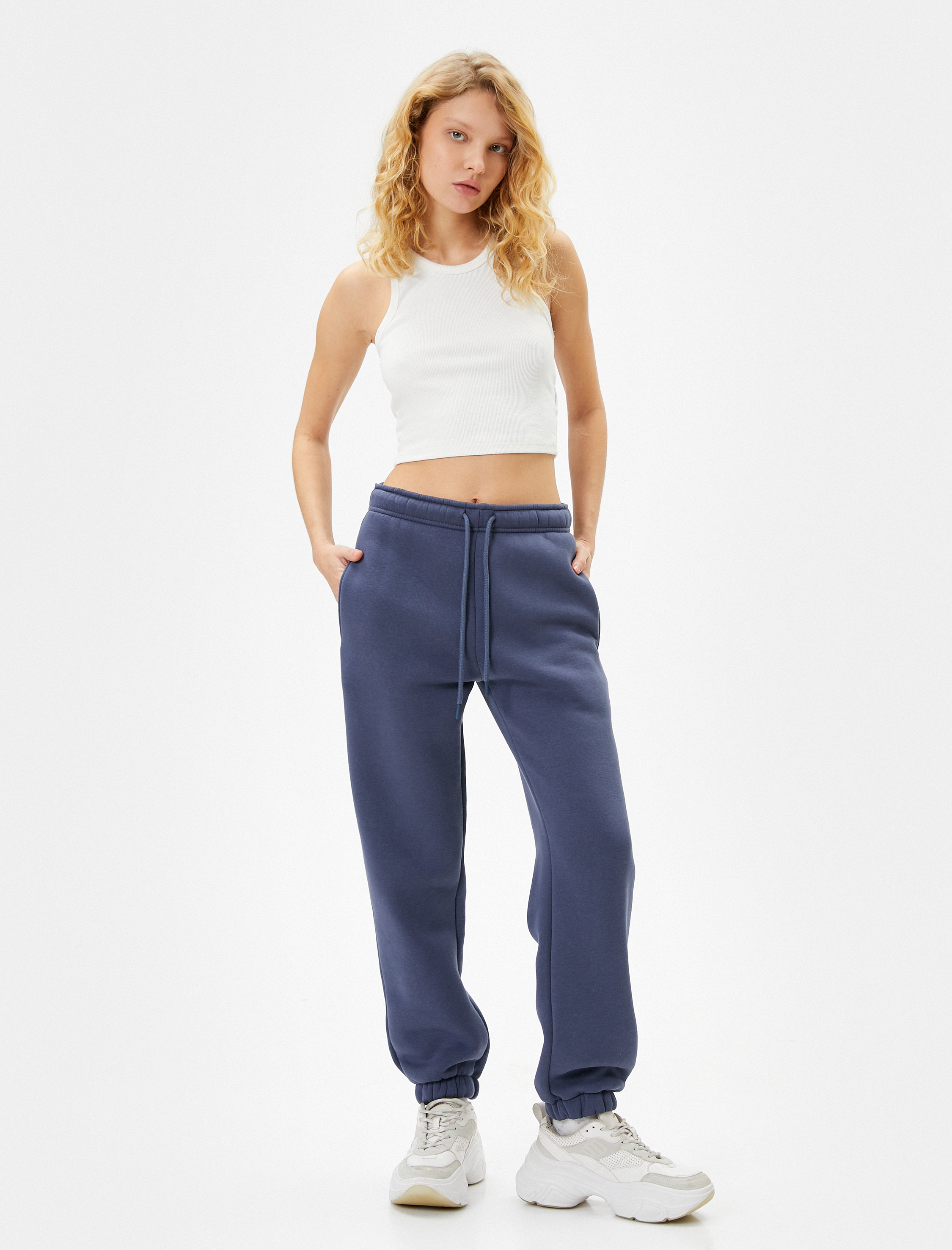   Şardonlu Jogger Eşofman Altı Beli Lastikli Bağcıklı Cep Detaylı