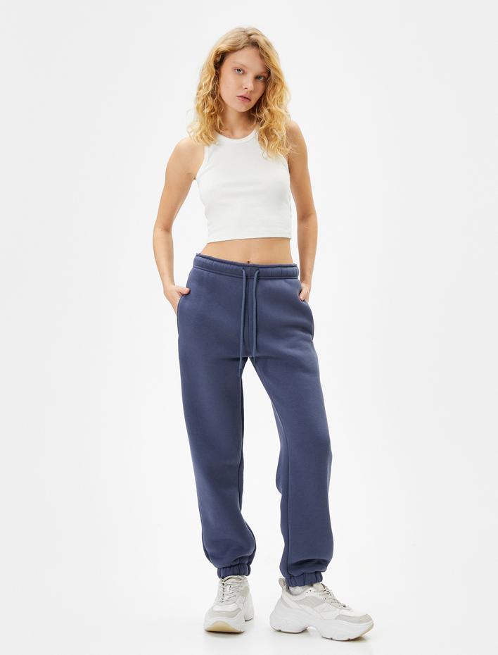  Şardonlu Jogger Eşofman Altı Beli Lastikli Bağcıklı Cep Detaylı