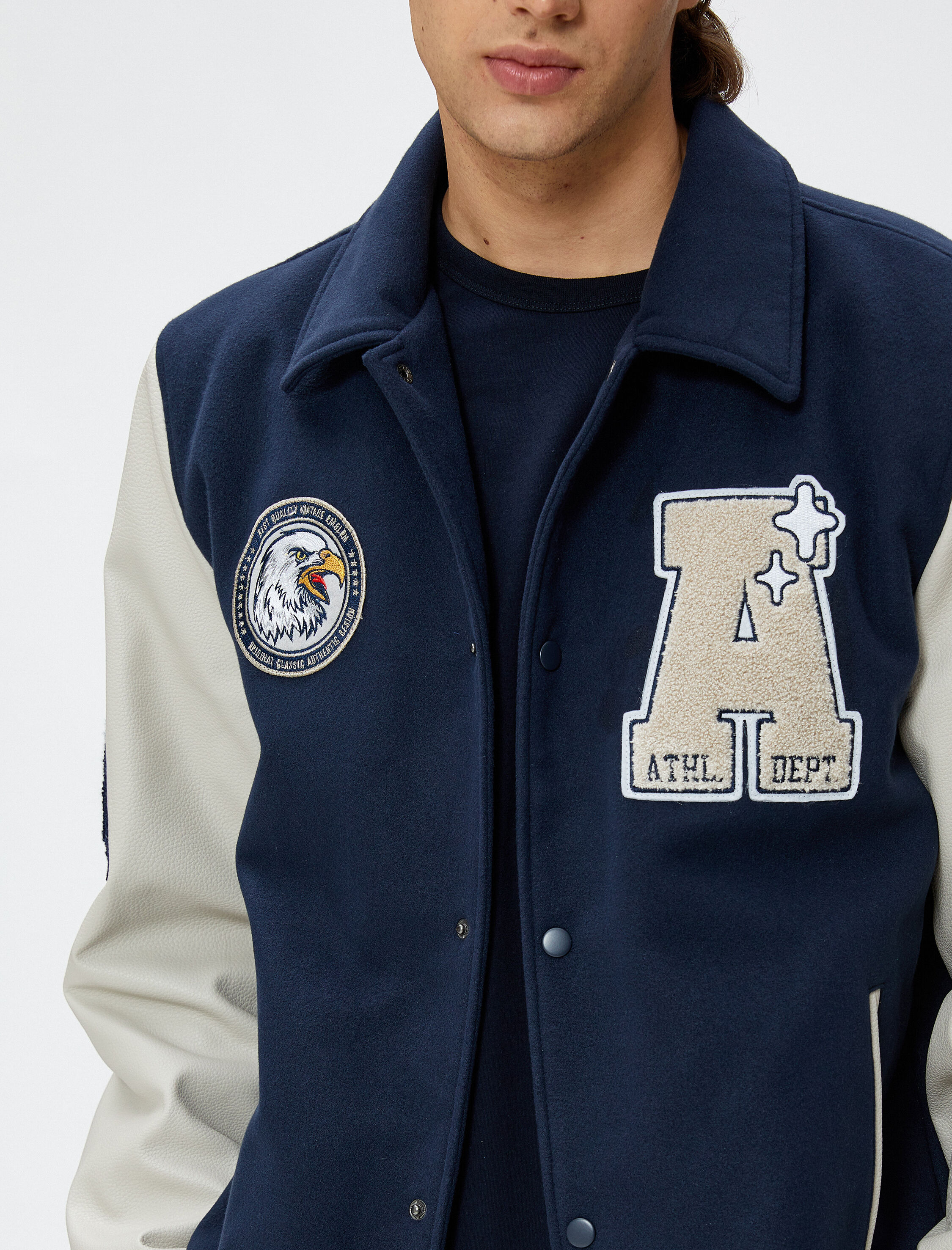   Kolej Ceket Klasik Yaka Kartal İşlemeli Cepli Çıtçıt Düğmeli