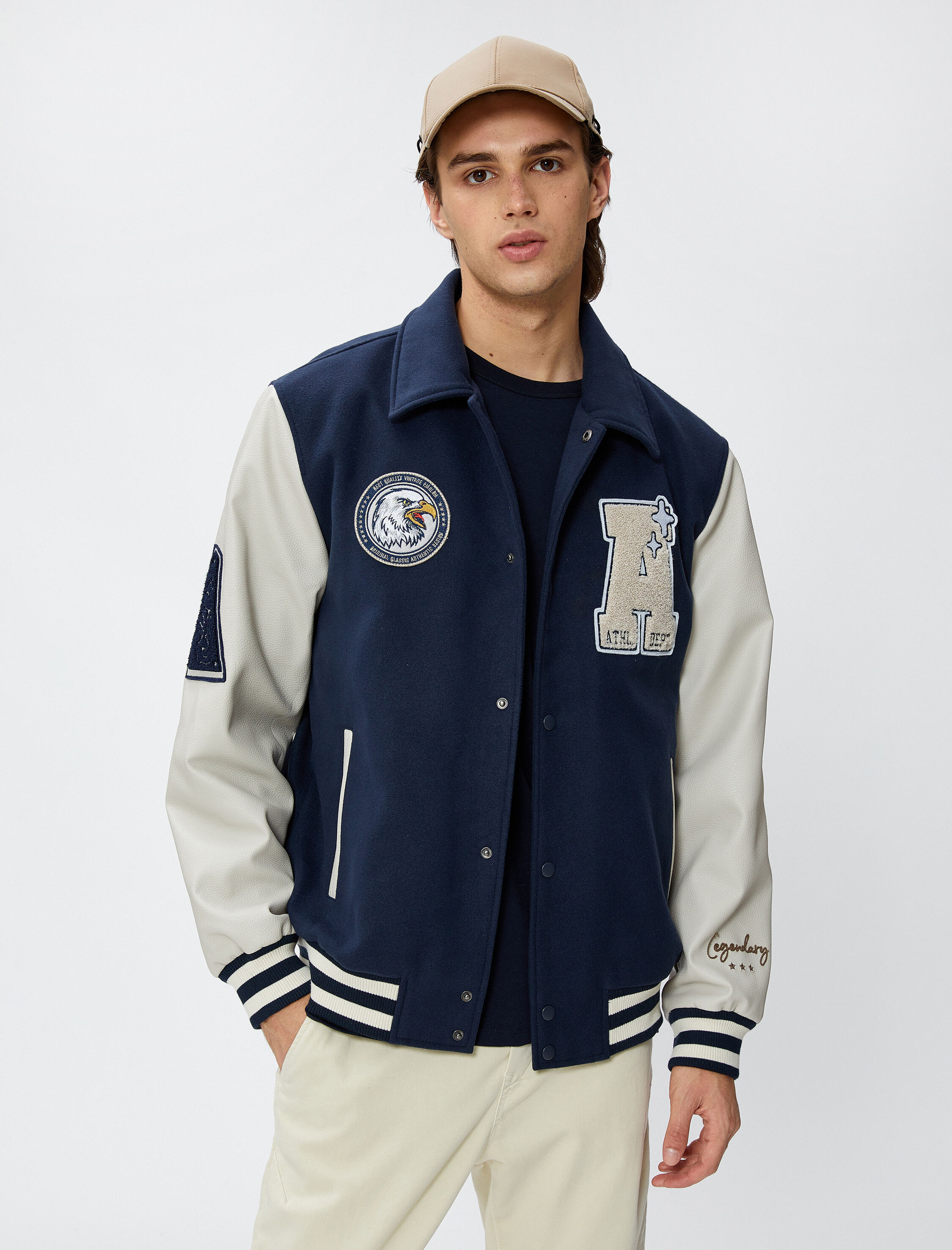   Kolej Ceket Klasik Yaka Kartal İşlemeli Cepli Çıtçıt Düğmeli