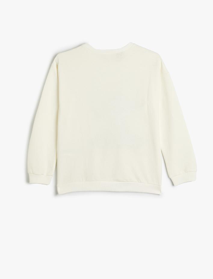 Kız Çocuk Stitch Yılbaşı Sweatshirt Bisiklet Yaka Lisanslı Pamuklu Şardonlu