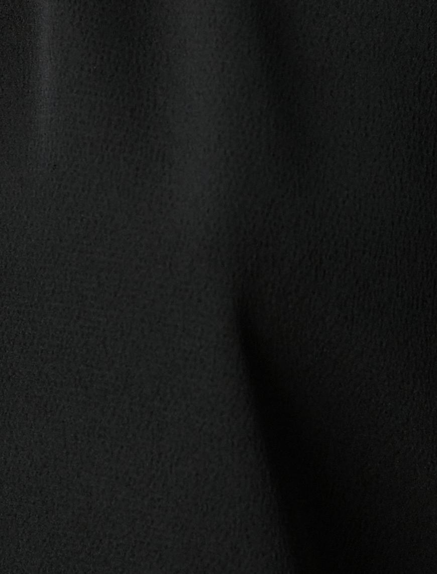   Fular Yaka Bluz Uzun Kollu Regular Fit