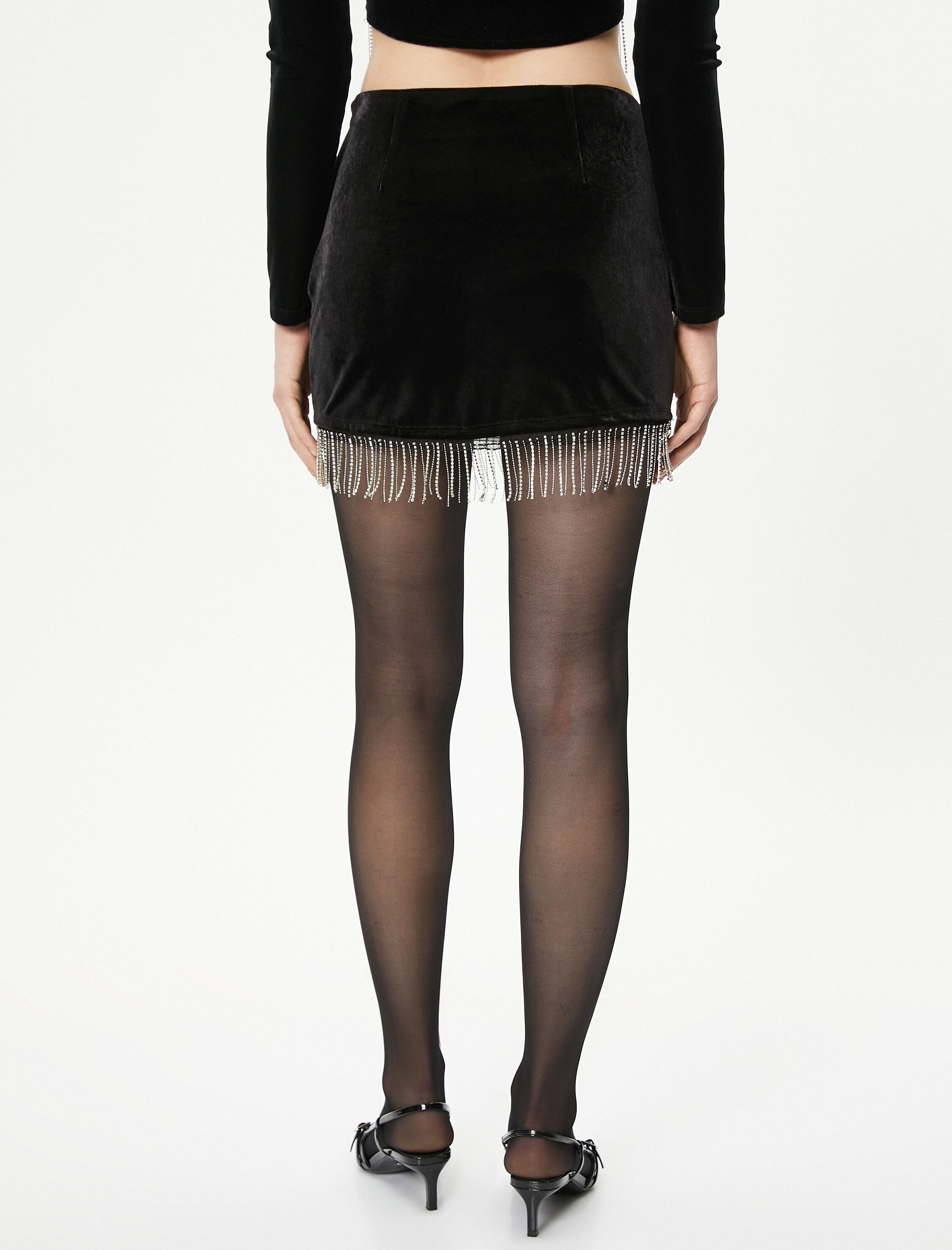   Mini Kadife Etek Sallantılı Taşlı - El Emeği Koleksiyonu