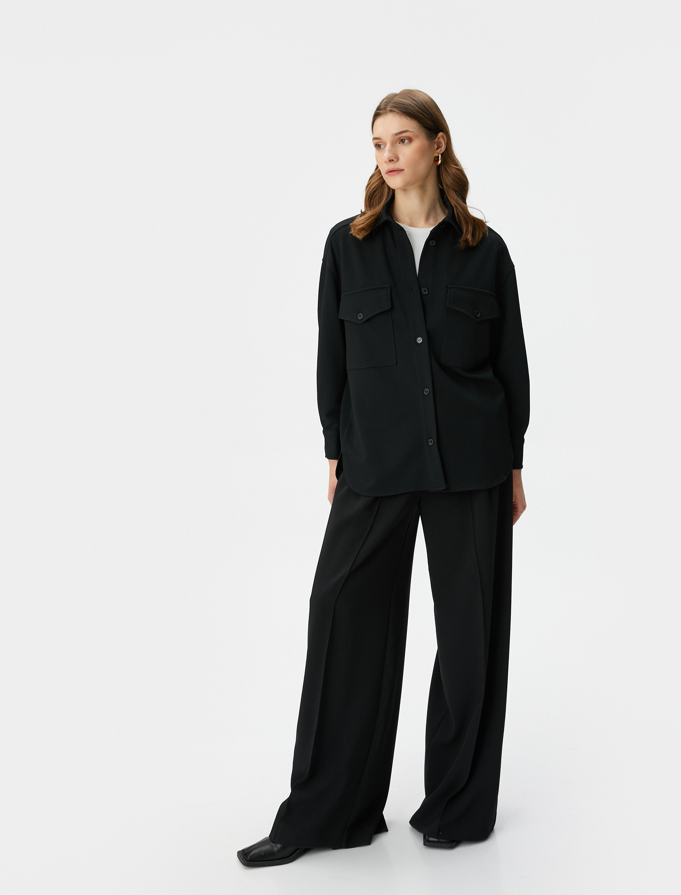   Gömlek Ceket Düğmeli Kapaklı Cepli