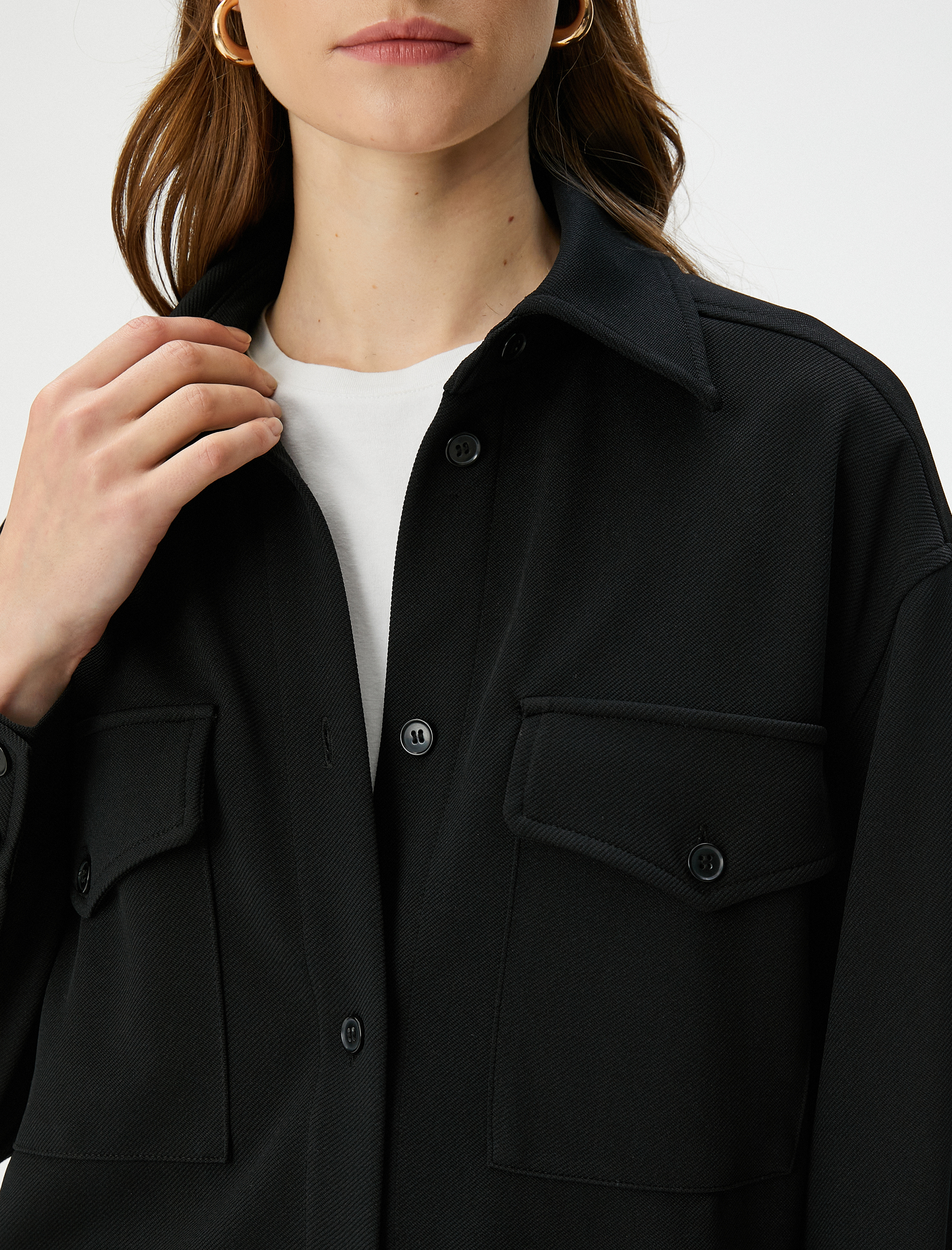   Gömlek Ceket Düğmeli Kapaklı Cepli