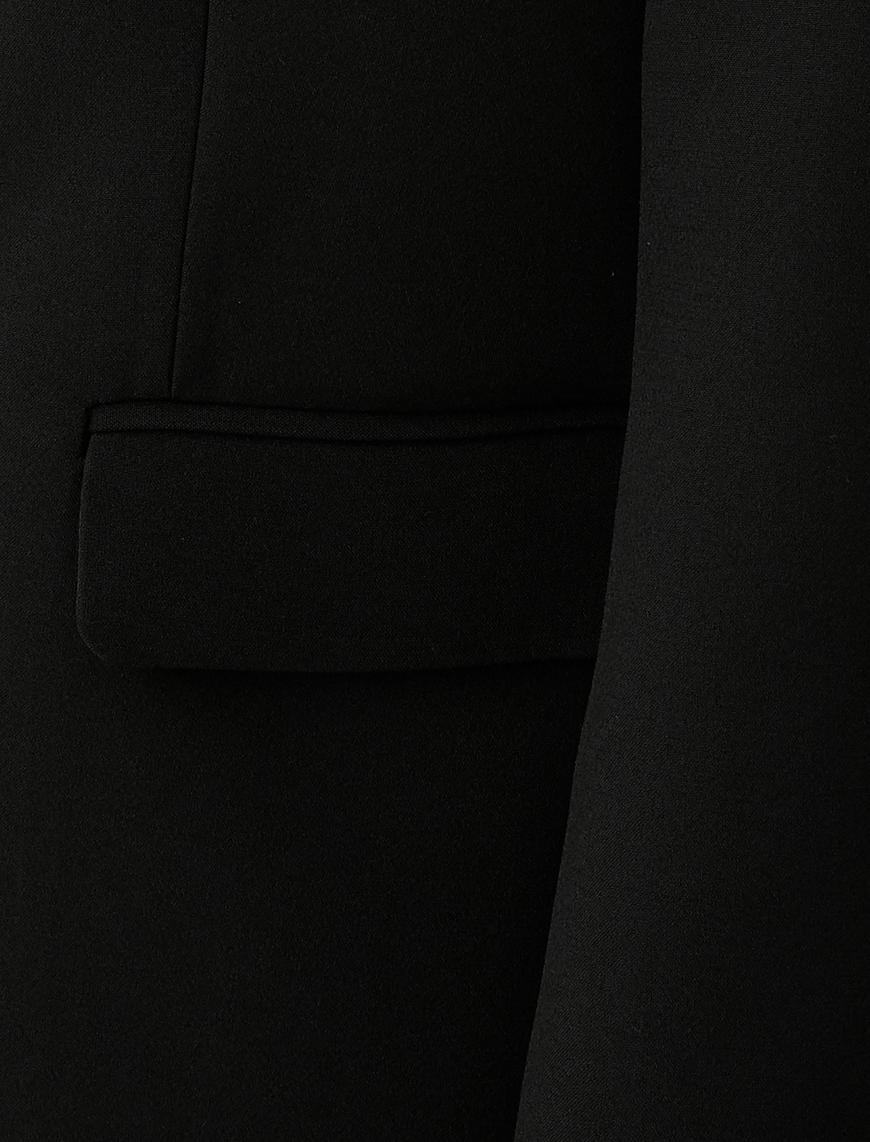   Blazer Ceket Tek Düğmeli Kapaklı Cepli