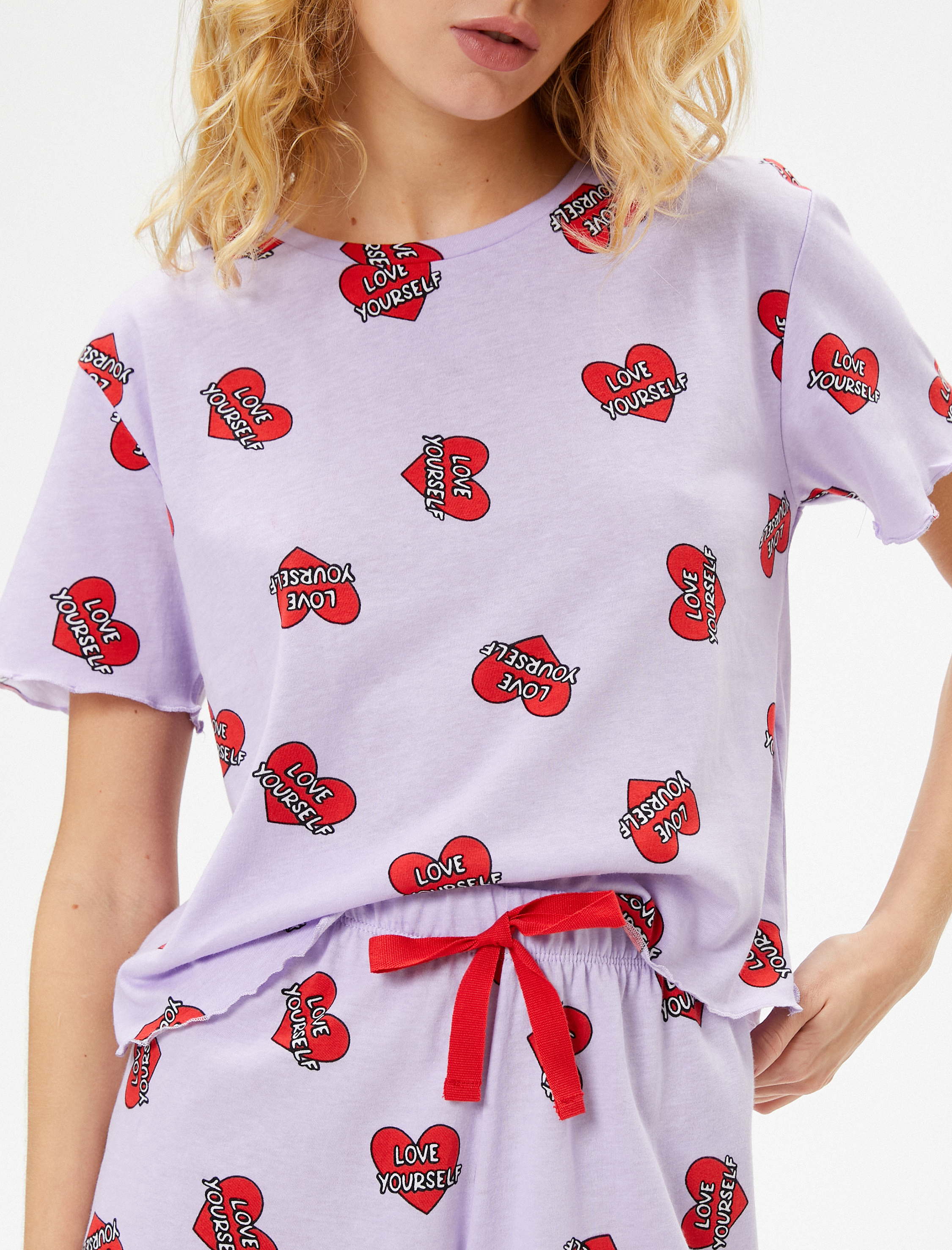   Pijama Takımı Kısa Kollu Şortlu Pamuklu Baskılı