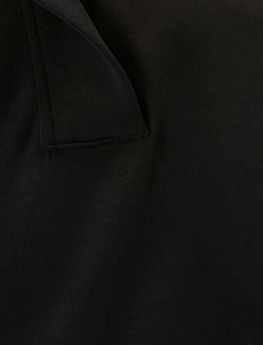   Modal Oversize Spor Sweatshirt Kapüşonlu Yarım Fermuar Detaylı Uzun Kollu