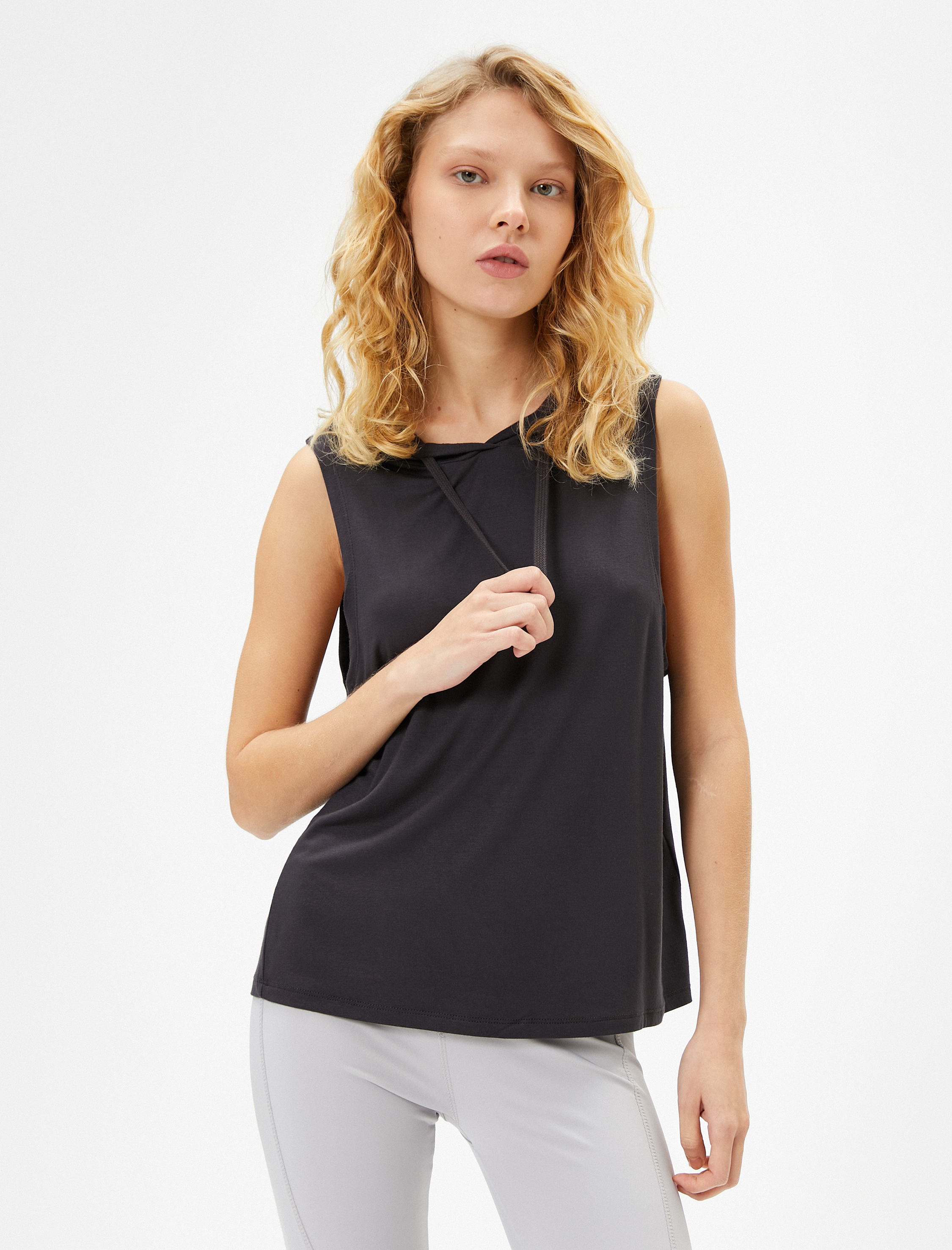   Spor Kapüşonlu Kolsuz Tişört Modal Kumaş