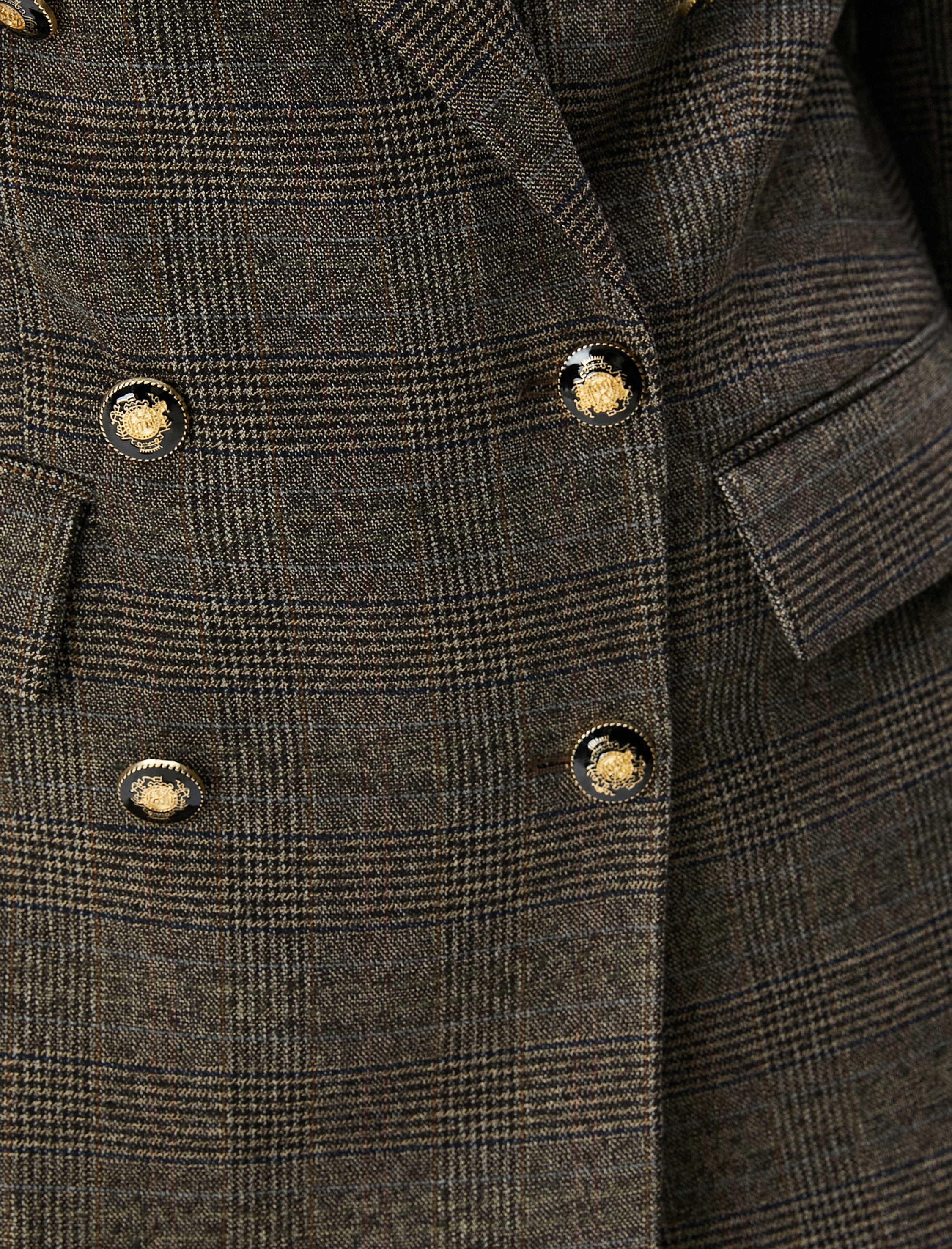   Blazer Ceket Kruvaze Düğmeli Kapaklı Cepli