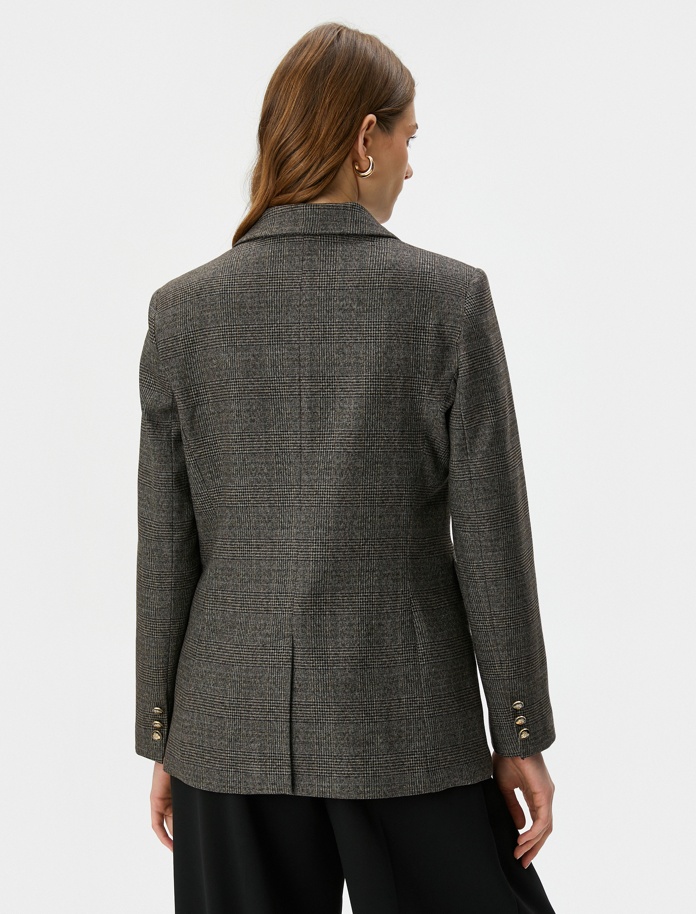   Blazer Ceket Kruvaze Düğmeli Kapaklı Cepli