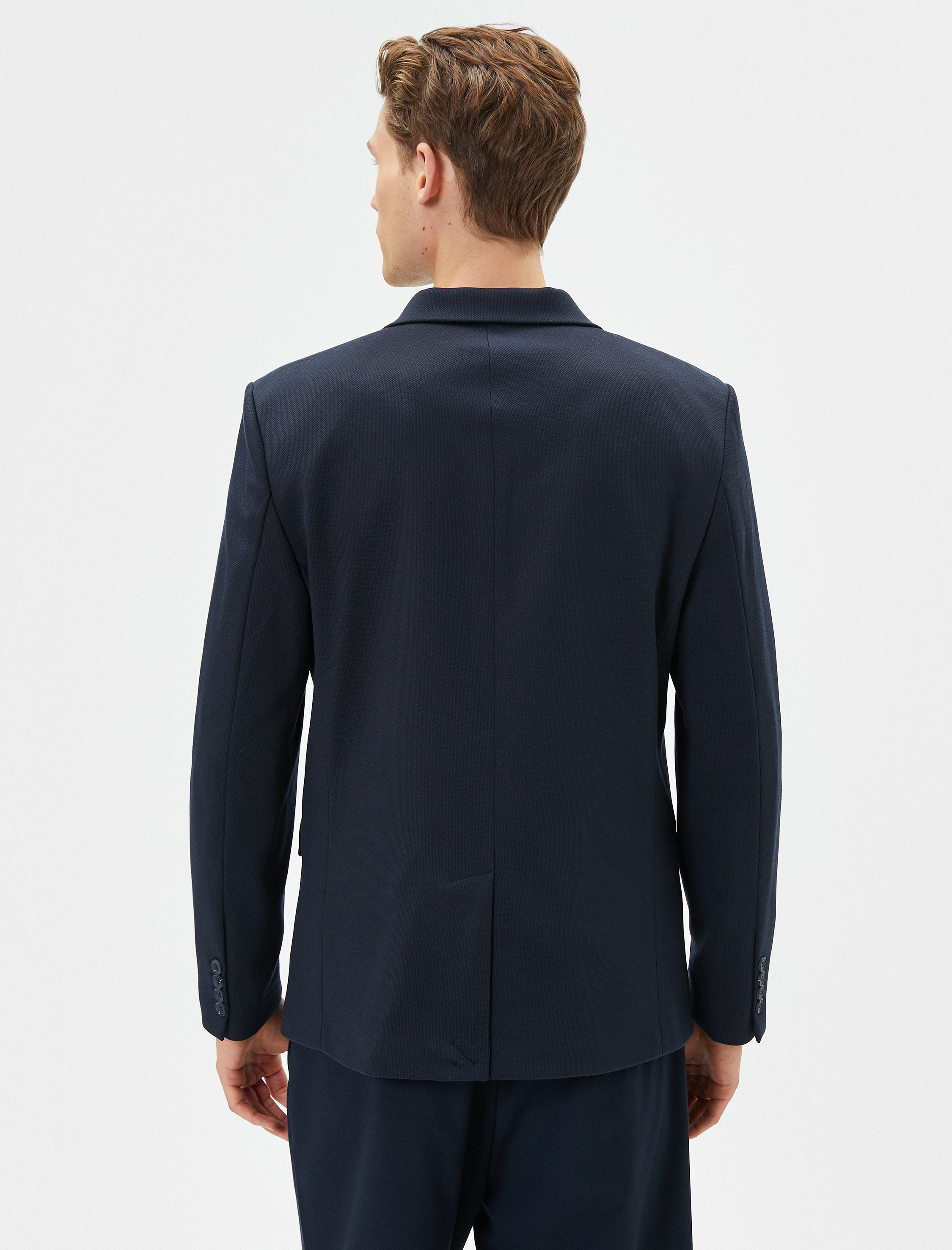   Blazer Ceket Slim Fit Cep Detaylı Düğmeli Mono Yaka