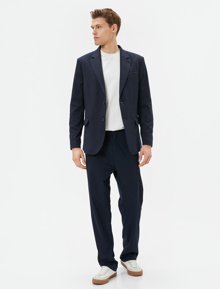  Blazer Ceket Slim Fit Cep Detaylı Düğmeli Mono Yaka