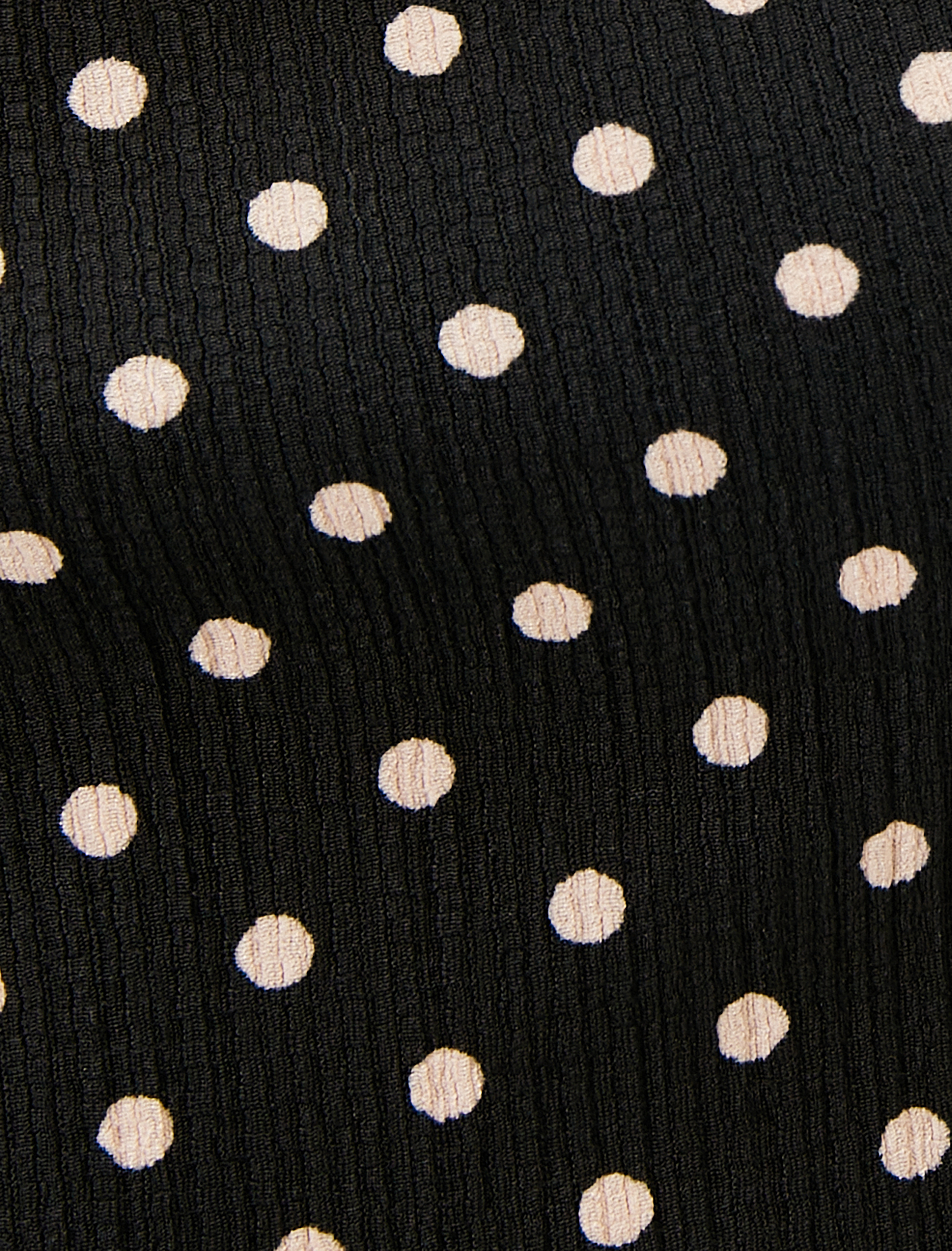   Puantiyeli Elbise Arakası Bağlamalı Pencere Detaylı Midi Boy Kısa Balon Kollu Kare Yaka Bürümcük