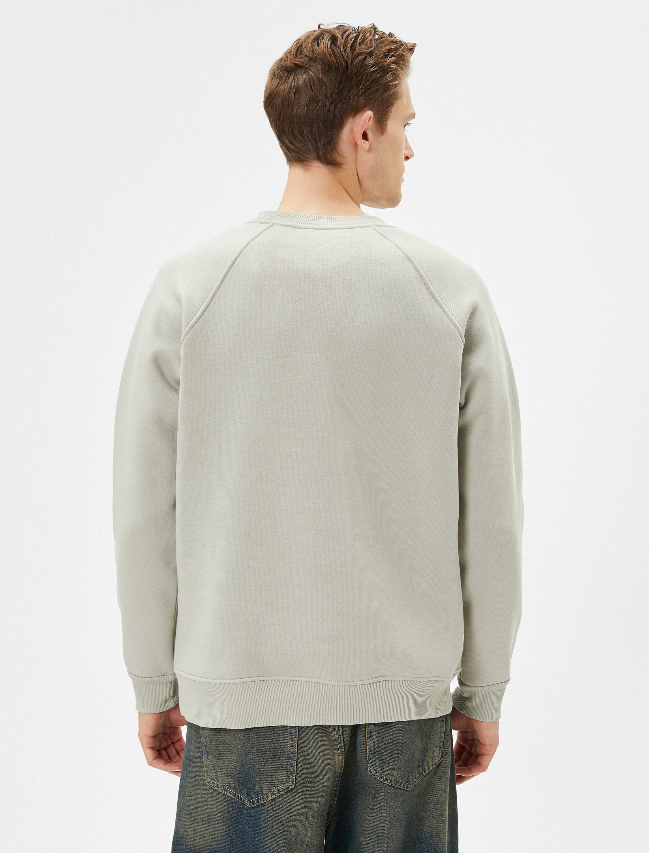   Bisiklet Yaka Sweatshirt Dikiş Detaylı Rahat Kesim Şardonlu