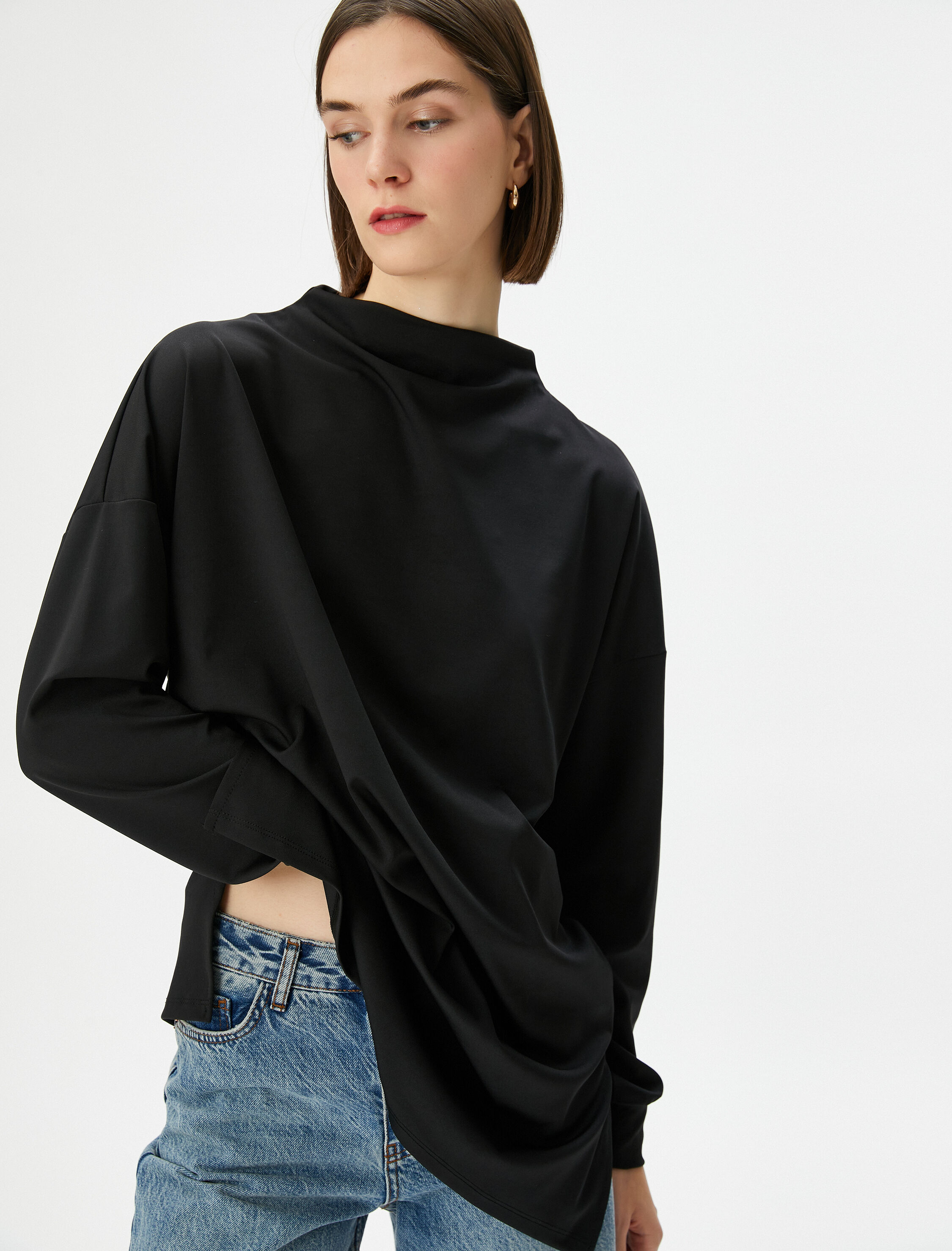   Uzun Tişört Dik Yaka