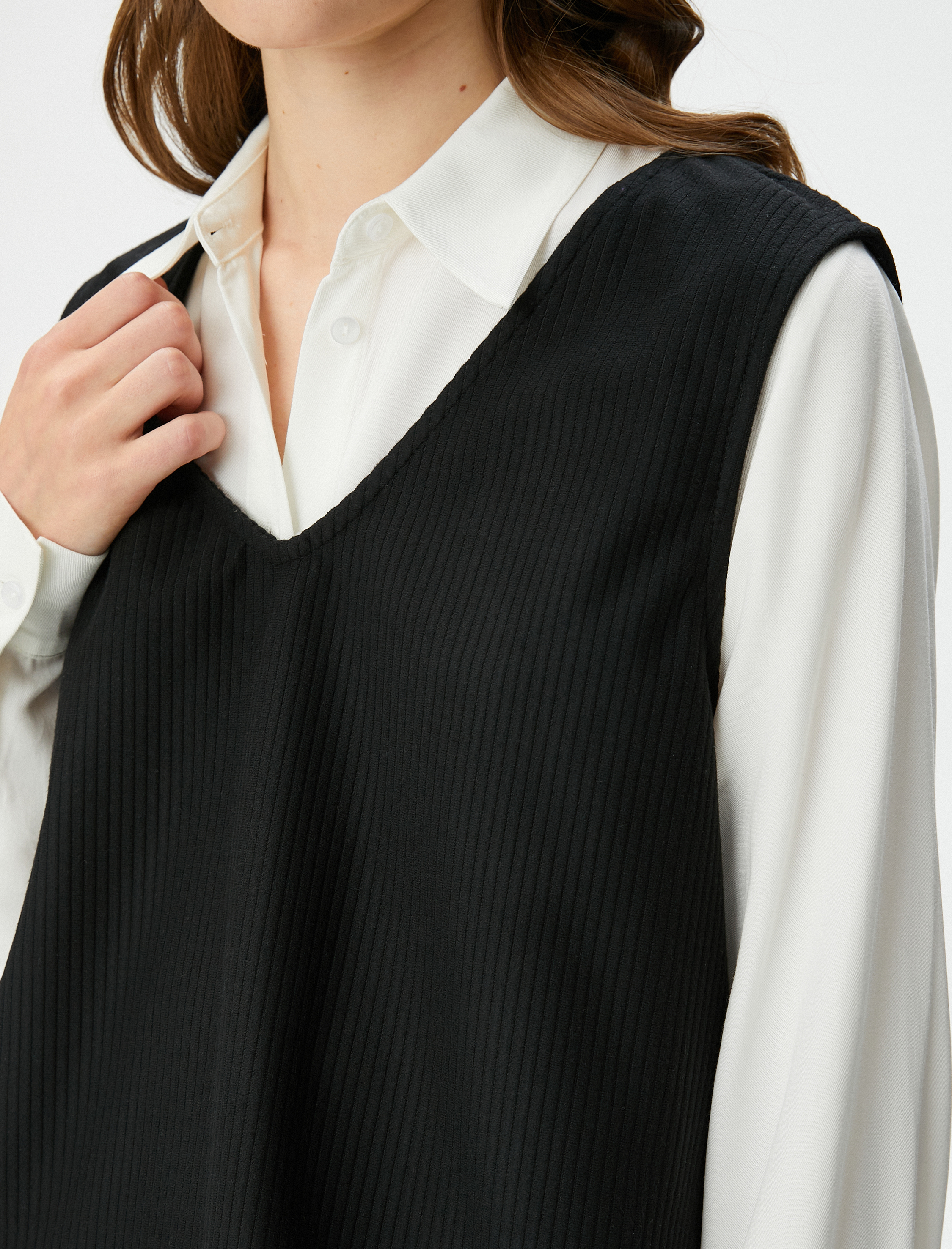   Uzun Kollu Gömlek Çift Parça Görünümlü